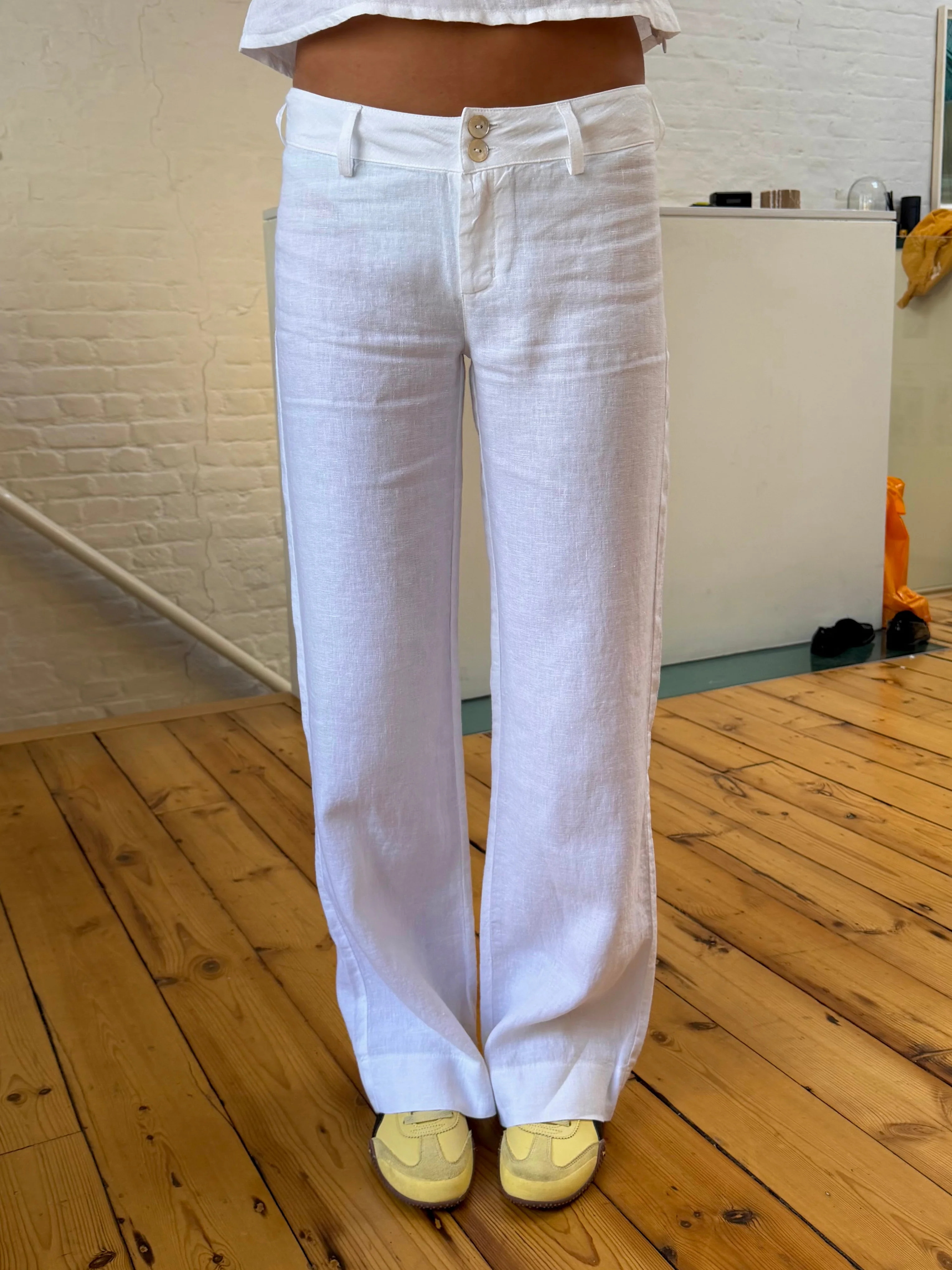 Arla Linen Trousers - White - Image 3
