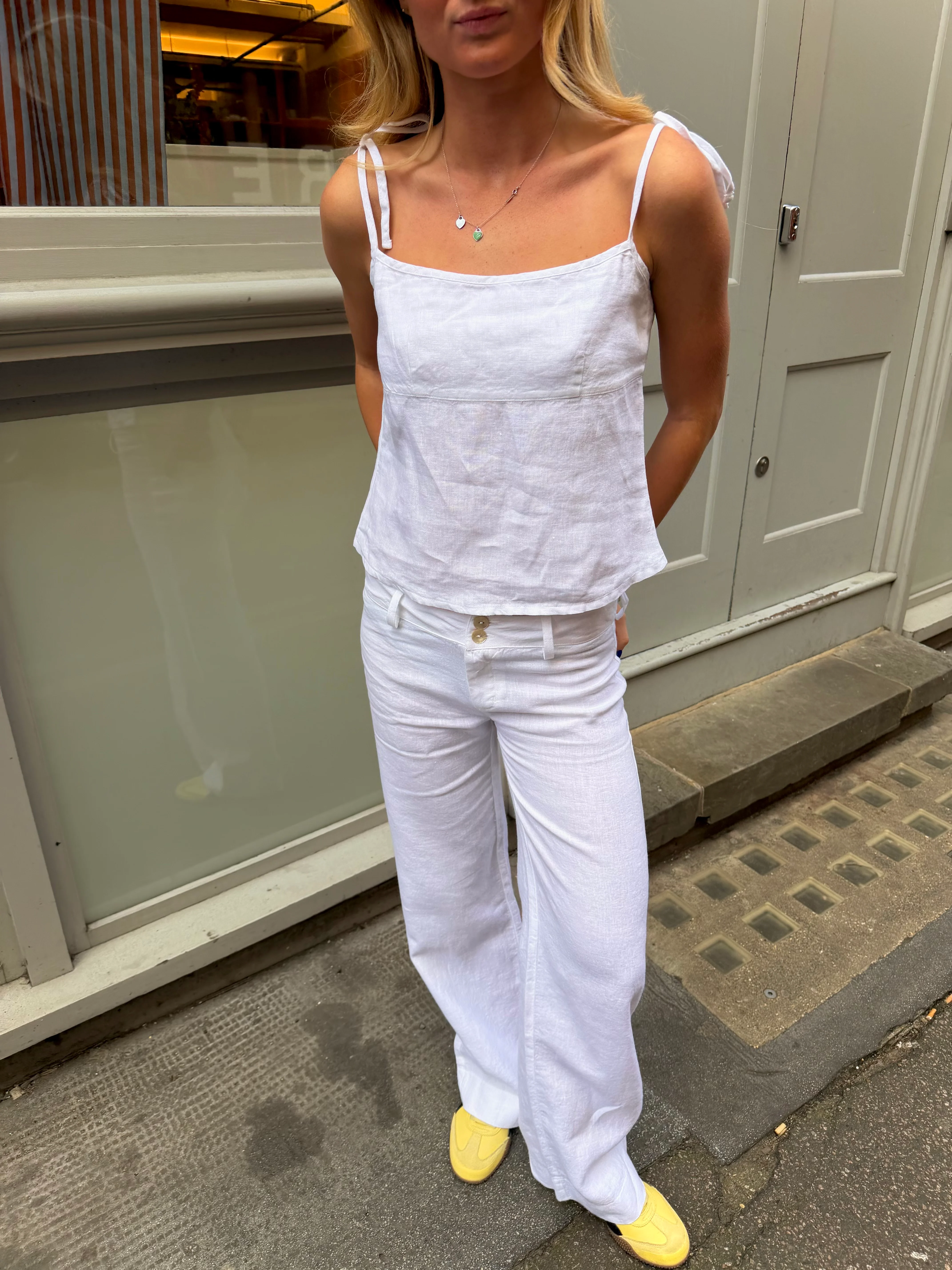 Arla Linen Trousers - White - Image 9