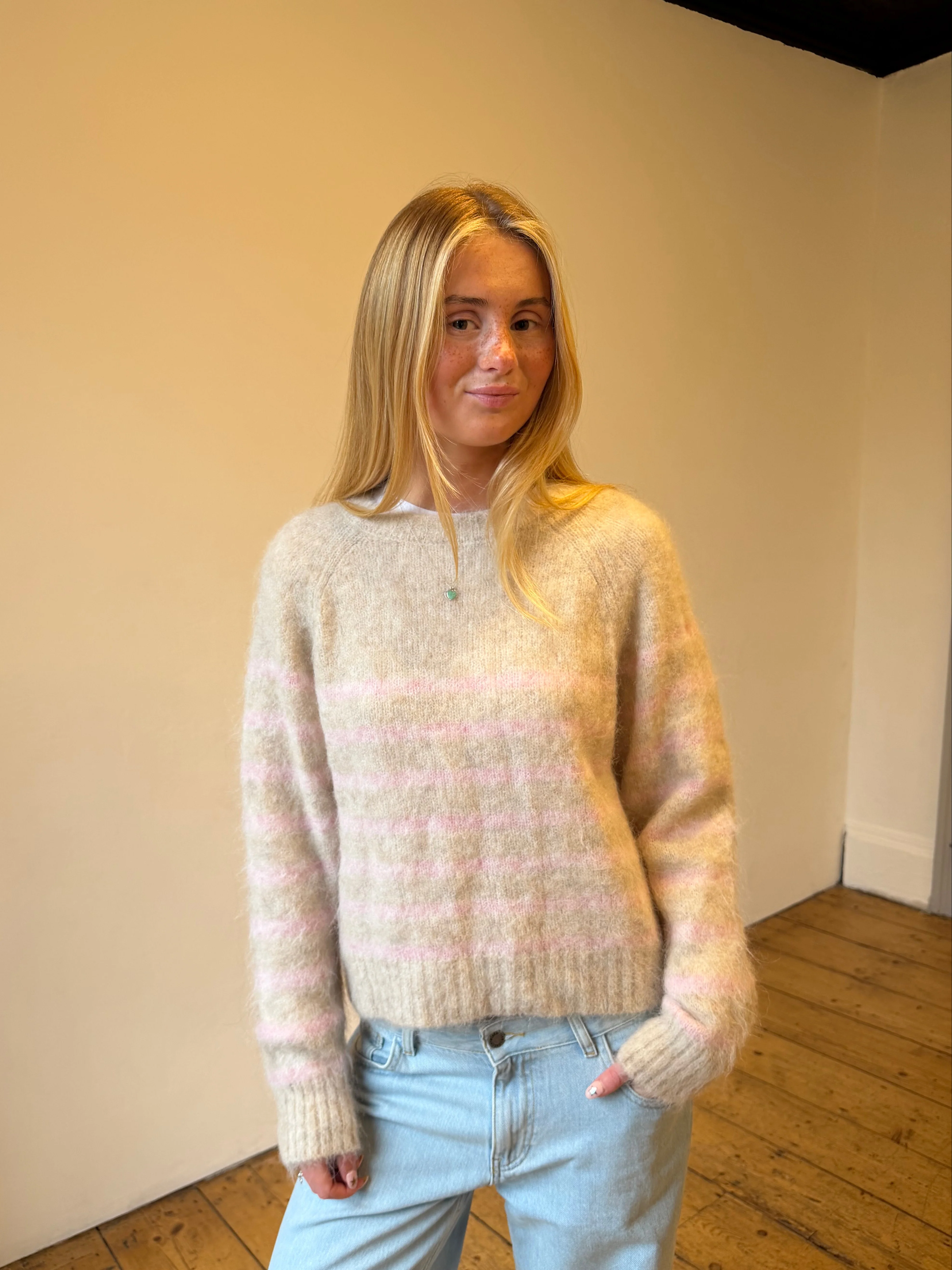 Cara Jumper - Beige & Pink - Image 3