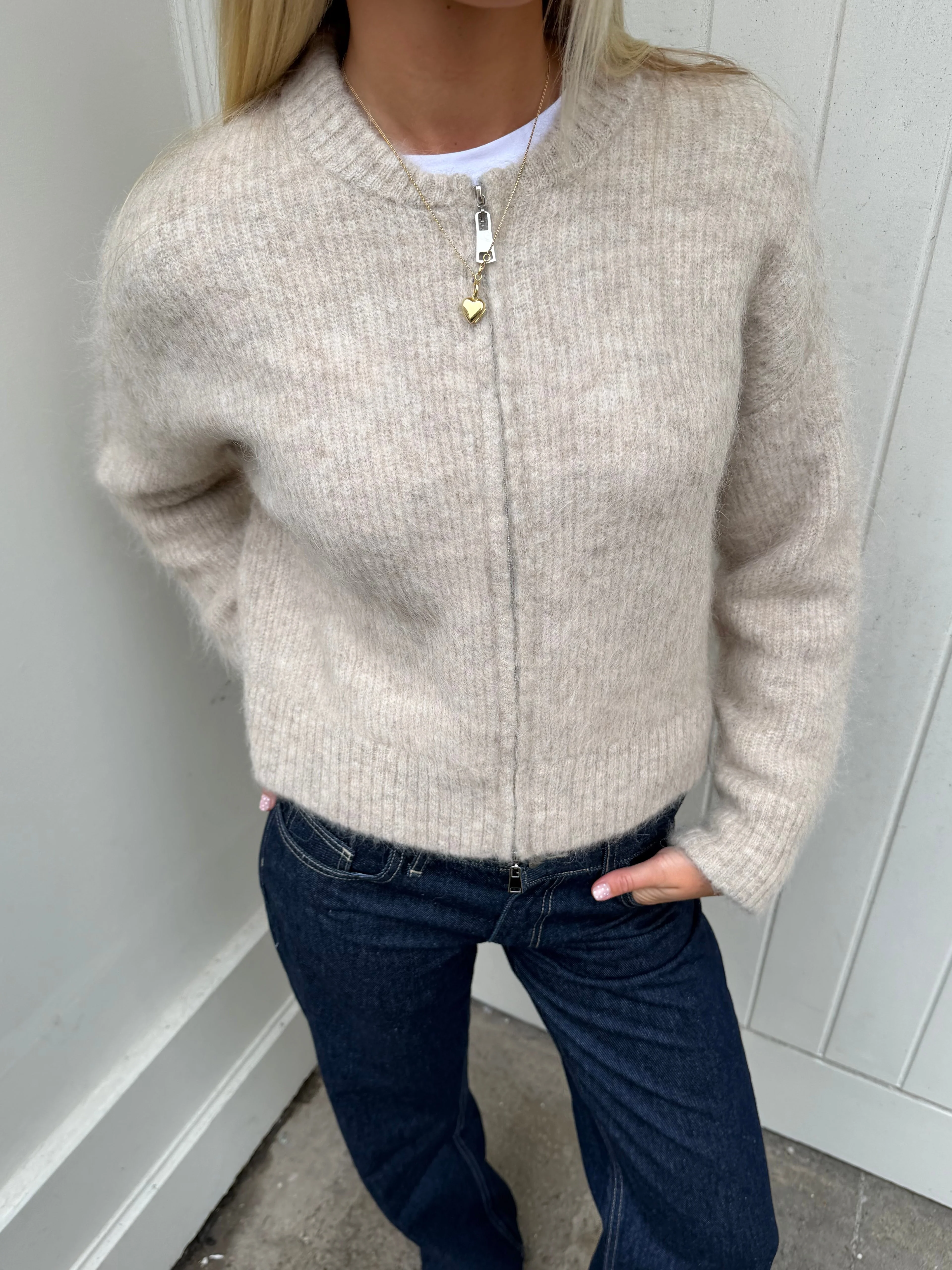 Dual Zip Bomber - Beige - Image 4