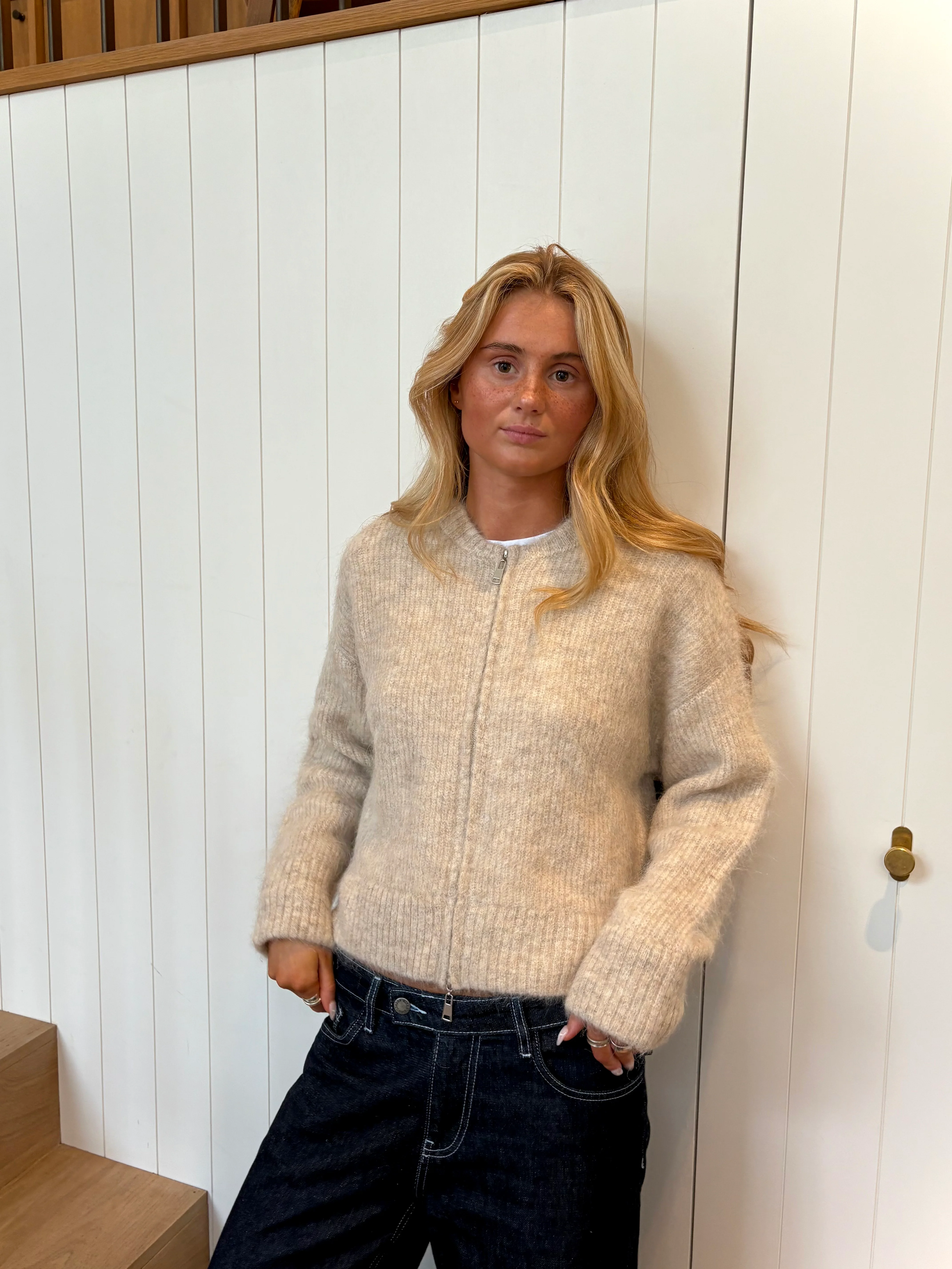 Dual Zip Bomber - Beige - Image 5