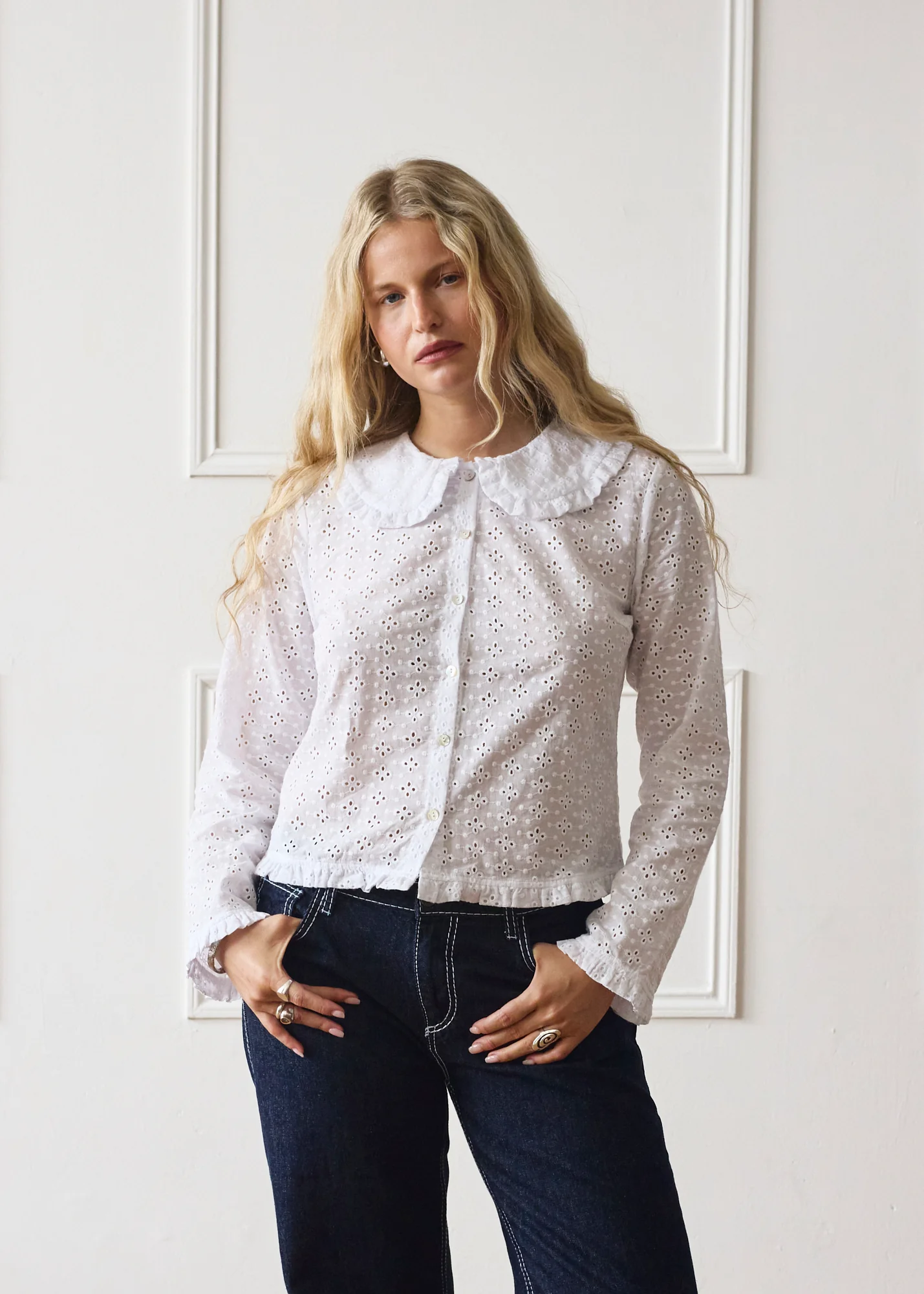 Long Sleeve Bonnie Blouse - White - Image 3