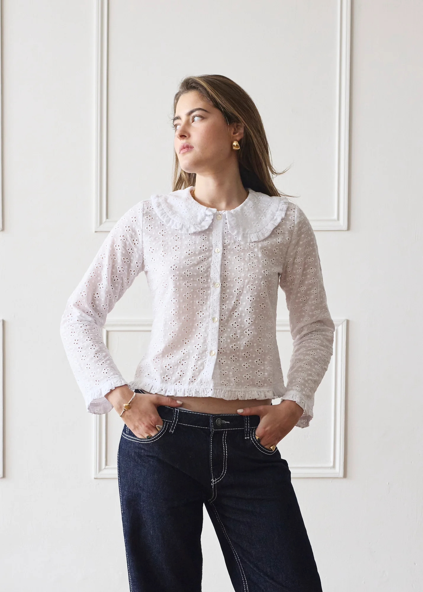 Long Sleeve Bonnie Blouse - White - Image 9