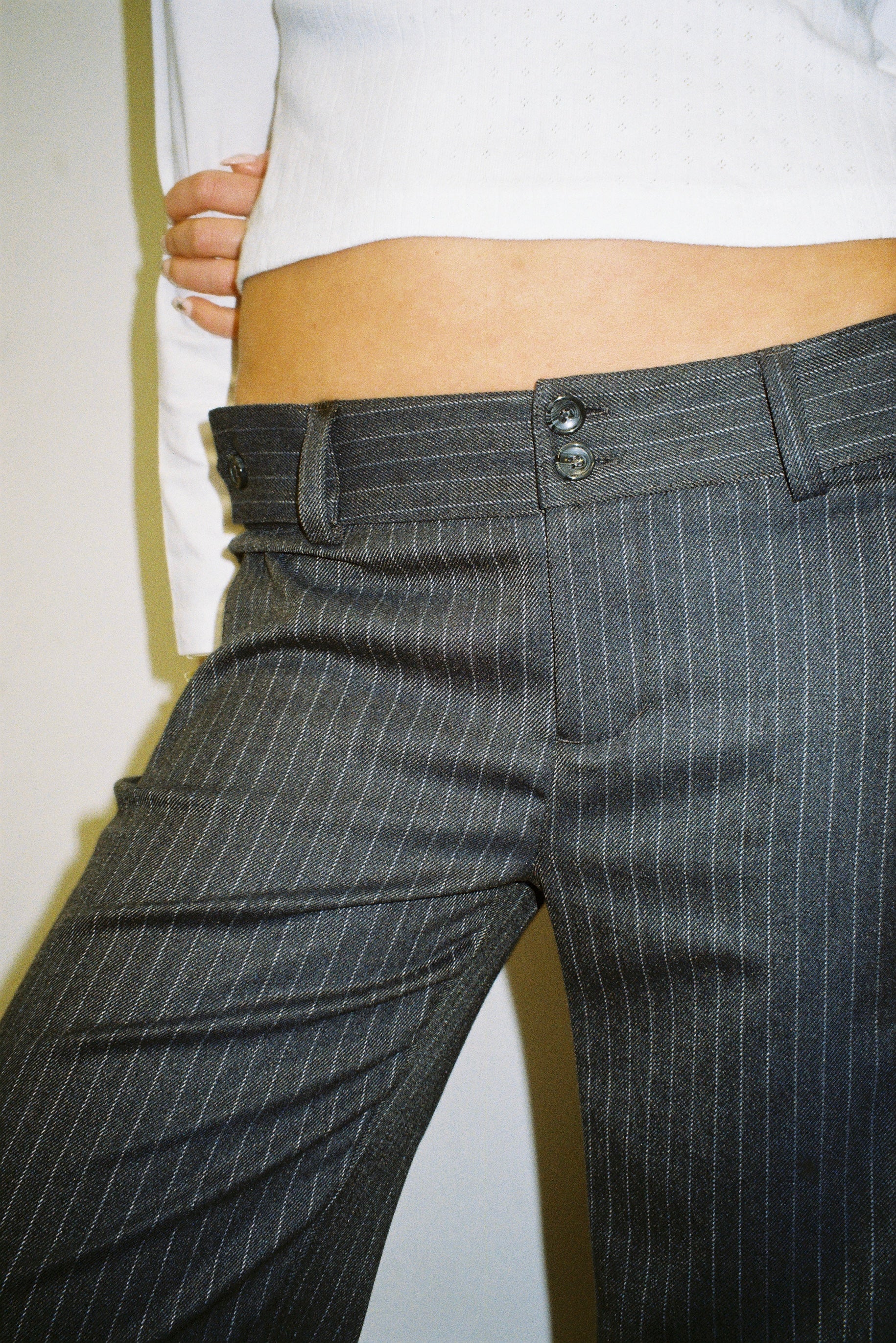 Mila Trousers - Grey Pinstripe - Image 4