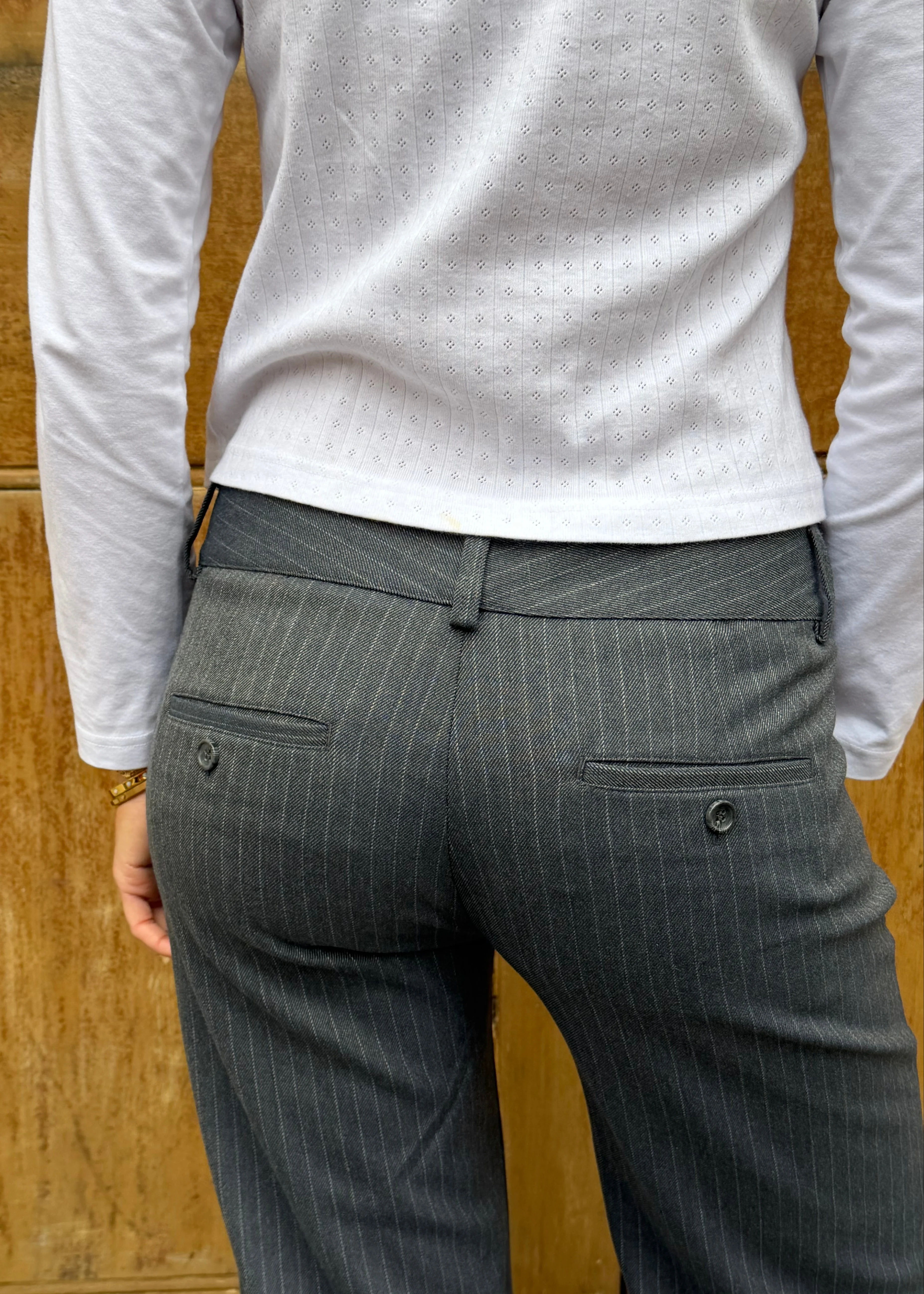 Mila Trousers - Grey Pinstripe - Image 7