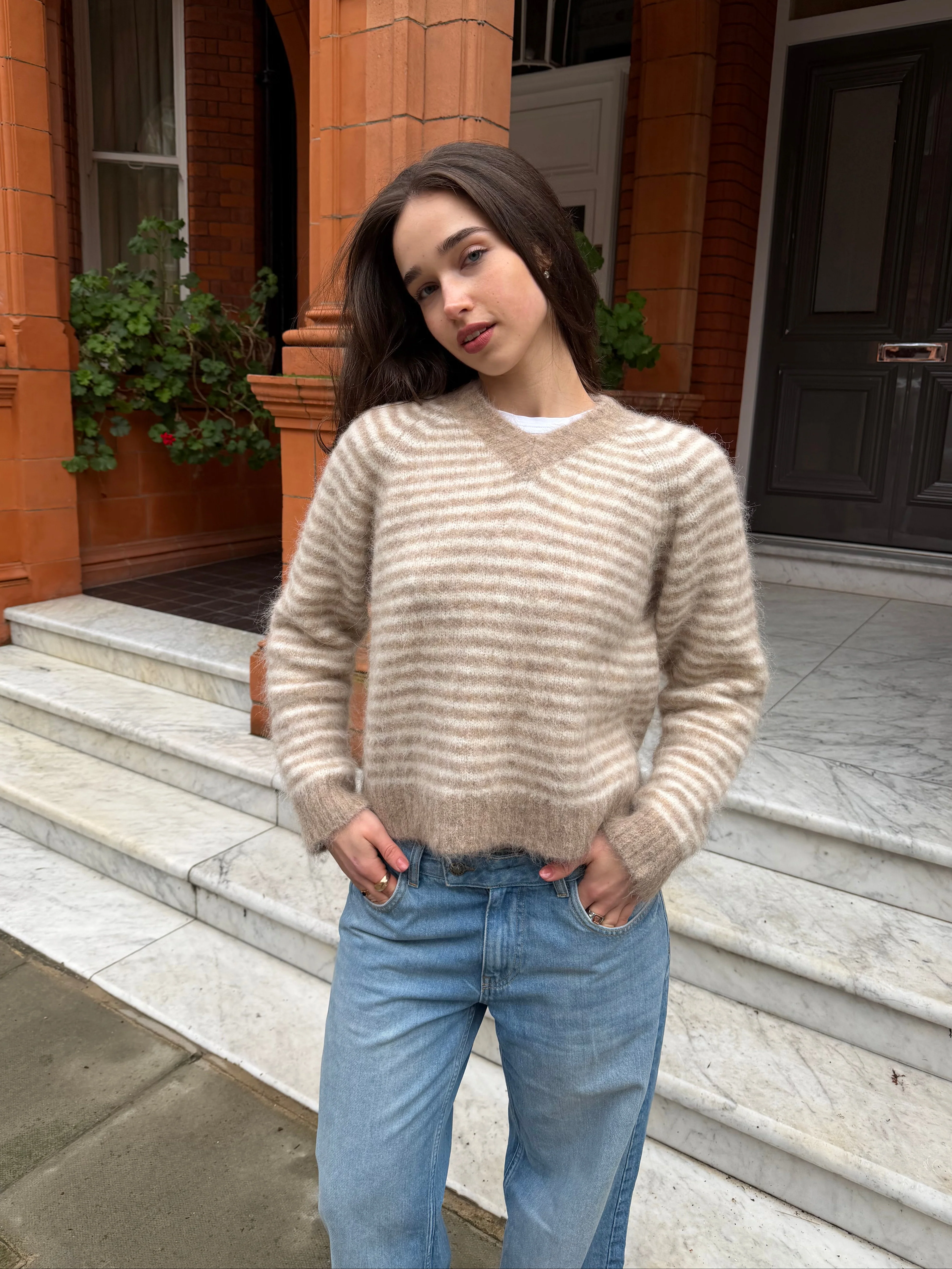 Orla Jumper - Beige Stripe - Image 2