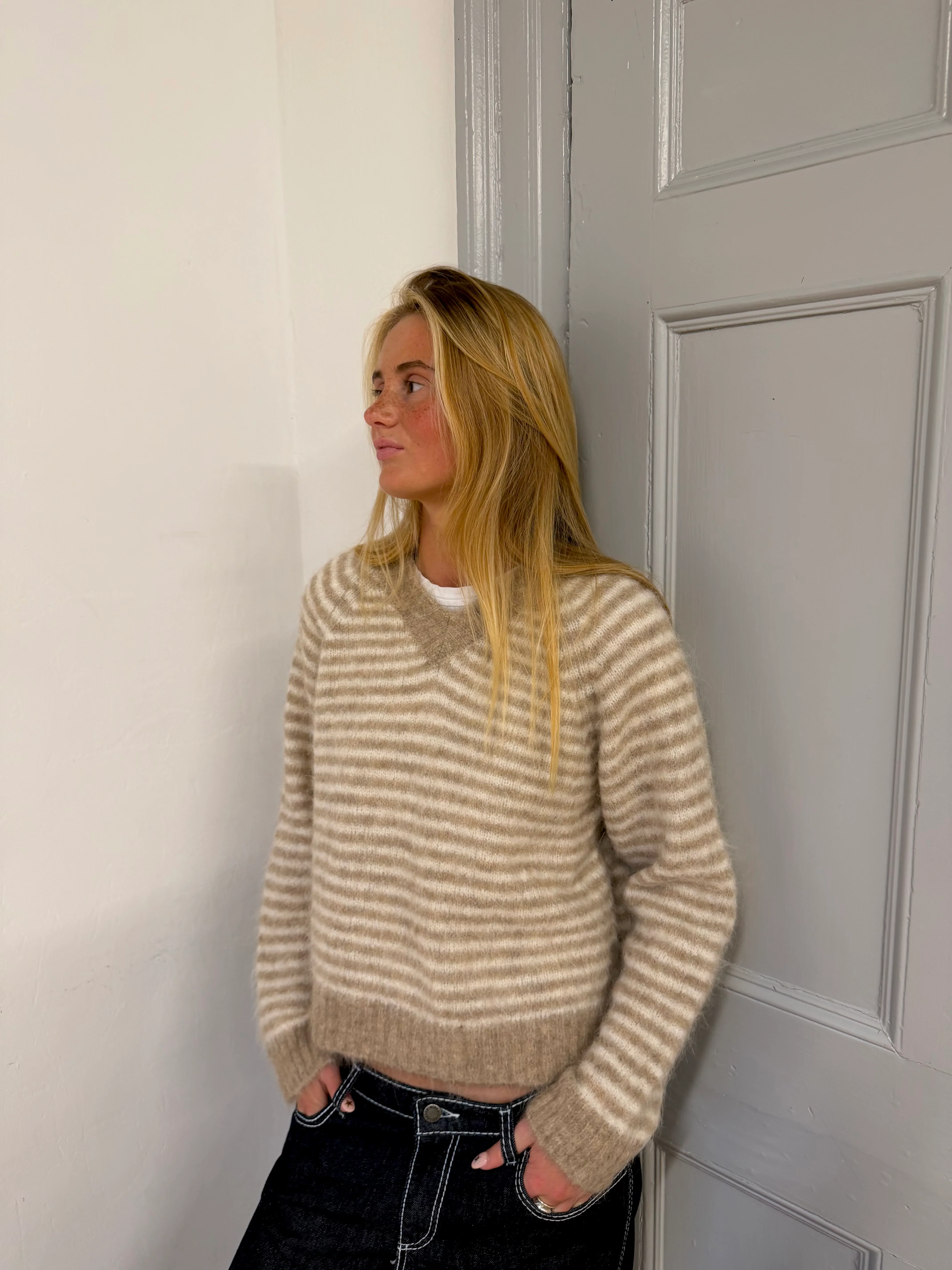 Orla Jumper - Beige Stripe - Image 6
