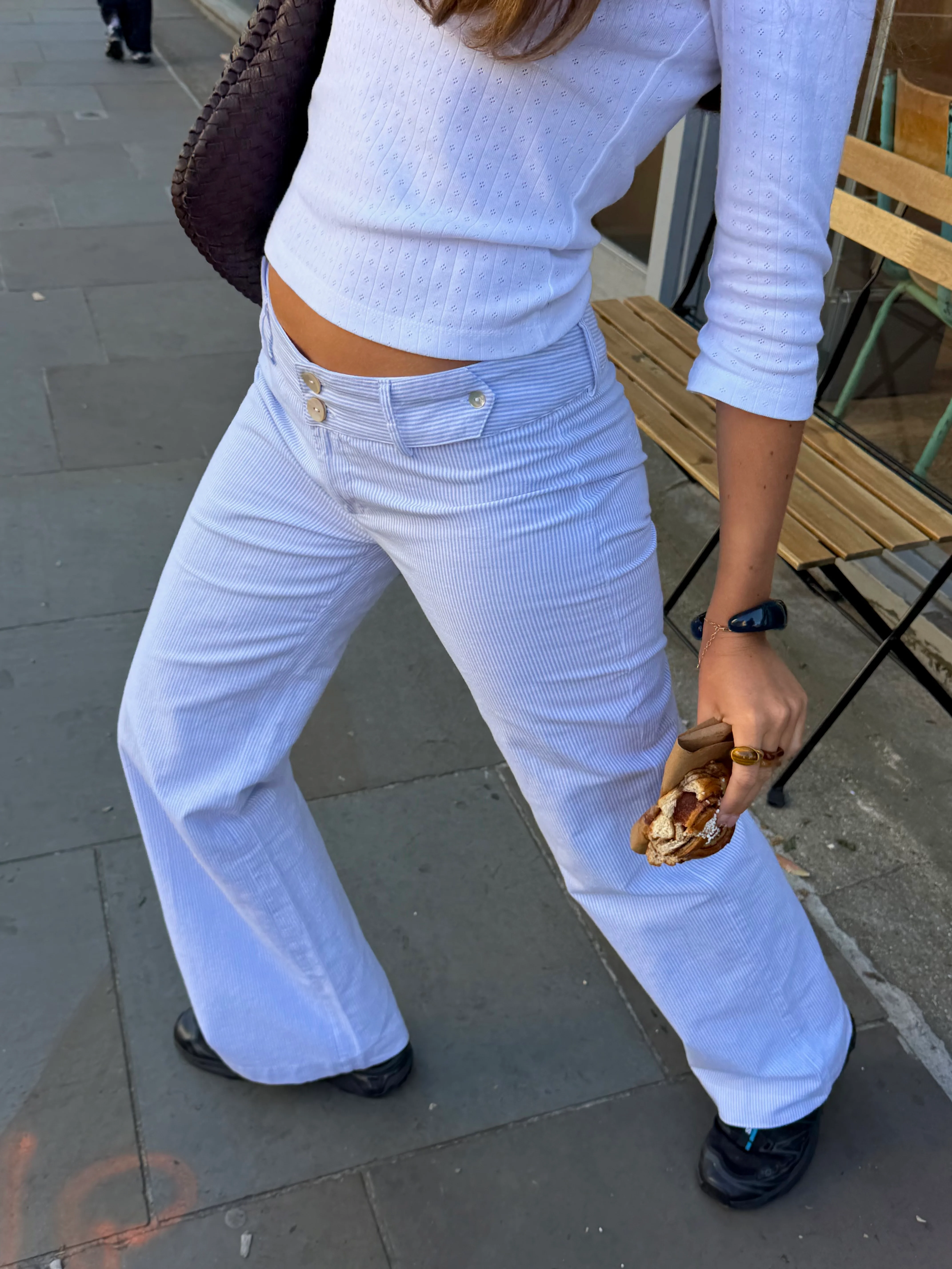 Pia Trousers - White & Blue - Image 10