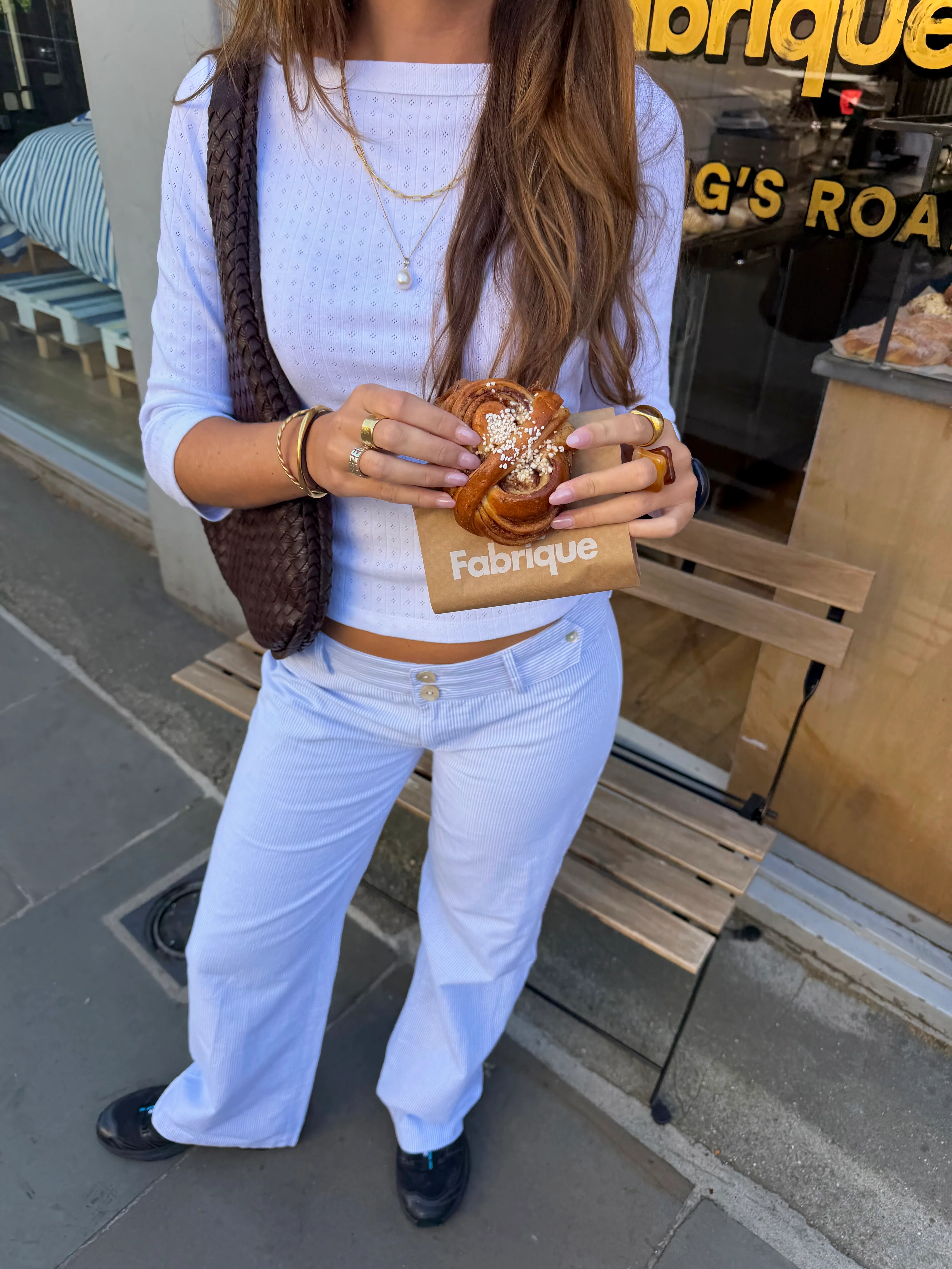 Pia Trousers - White & Blue - Image 12