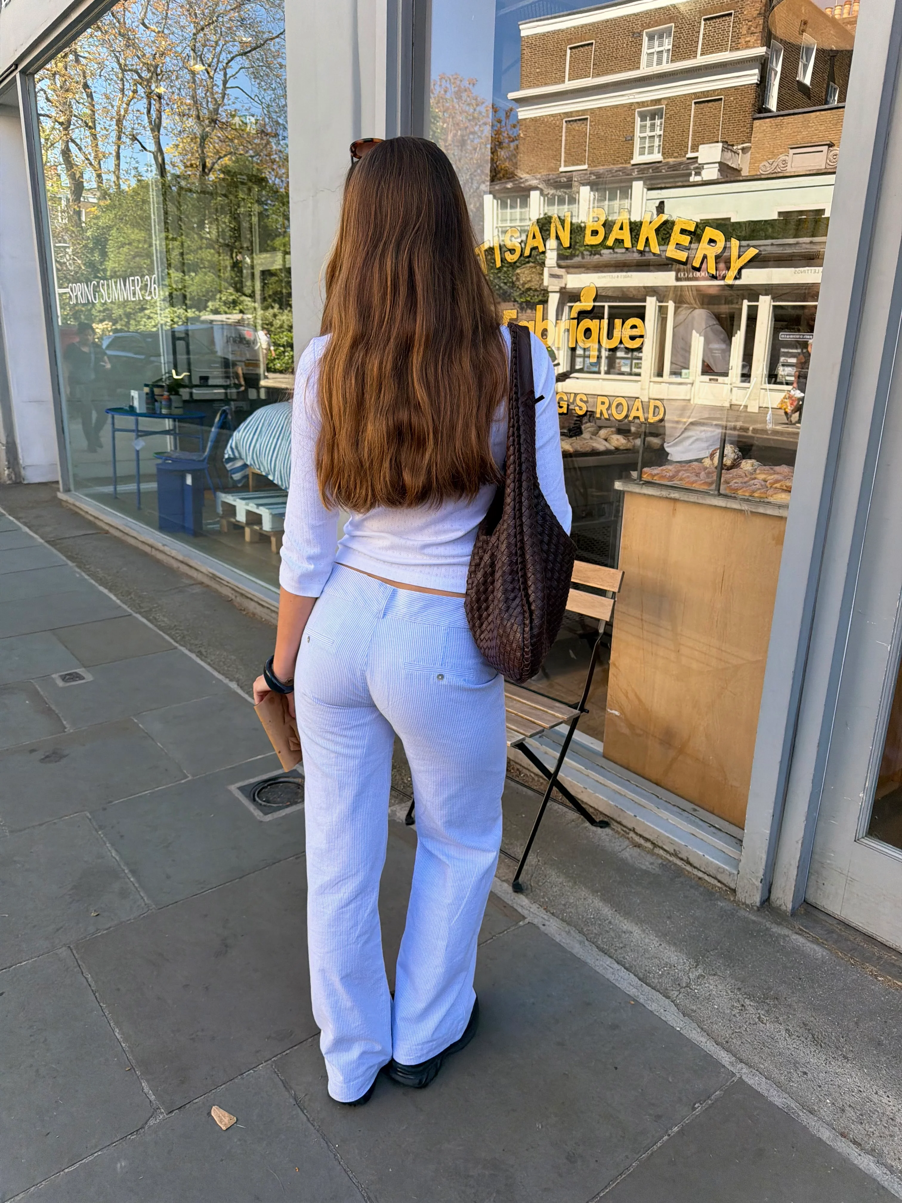 Pia Trousers - White & Blue - Image 7