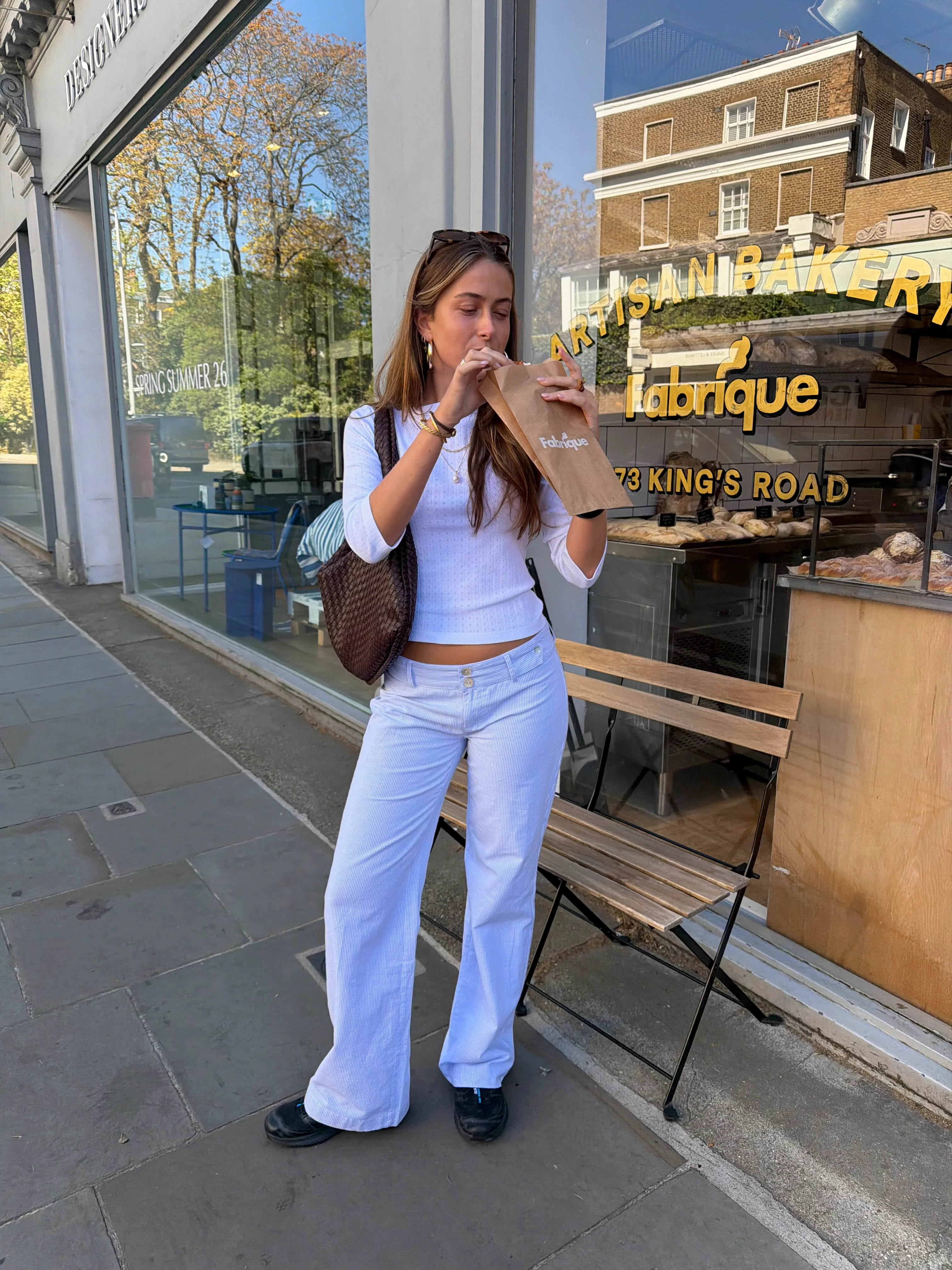 Pia Trousers - White & Blue - Image 8