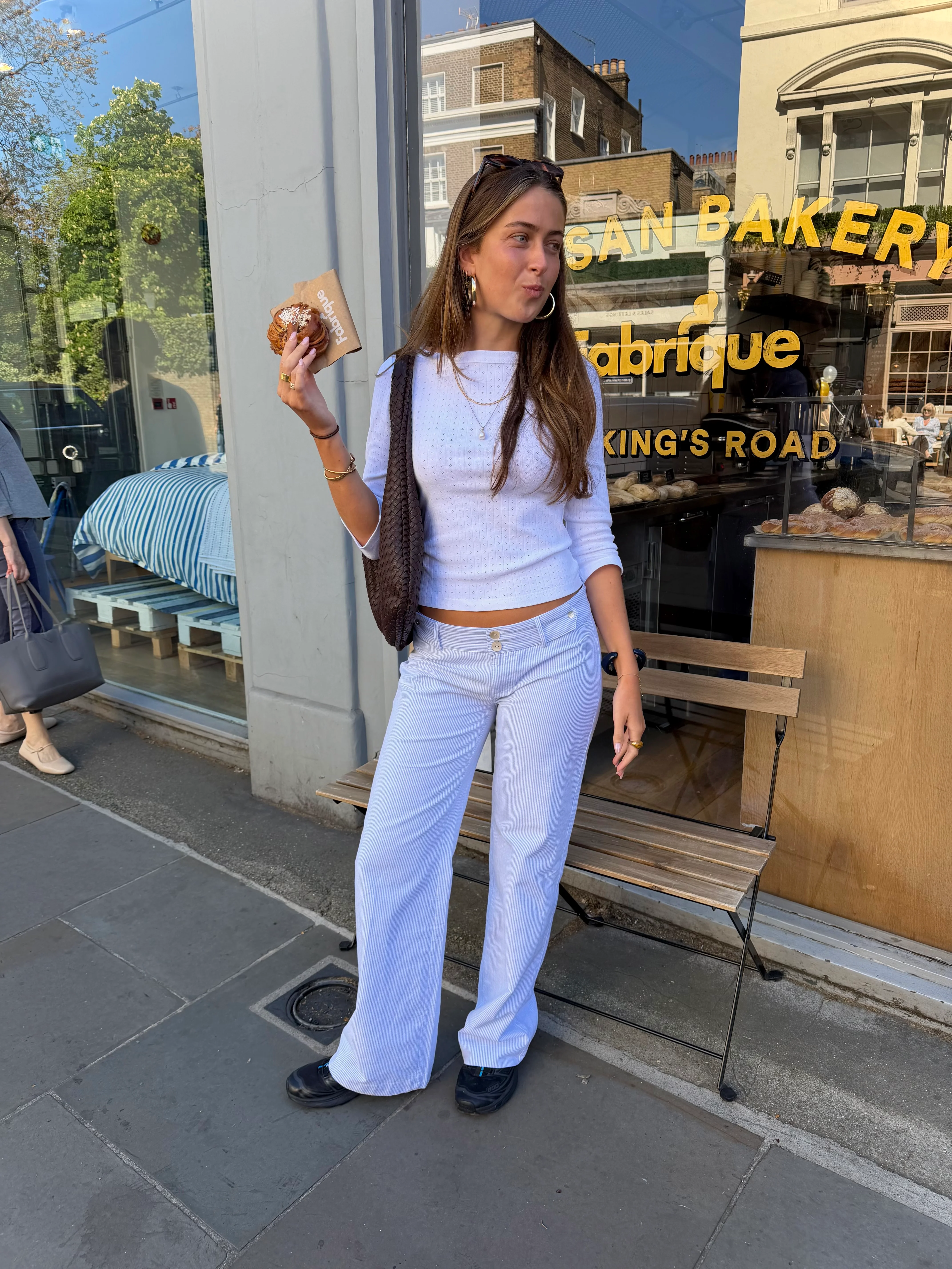 Pia Trousers - White & Blue - Image 9