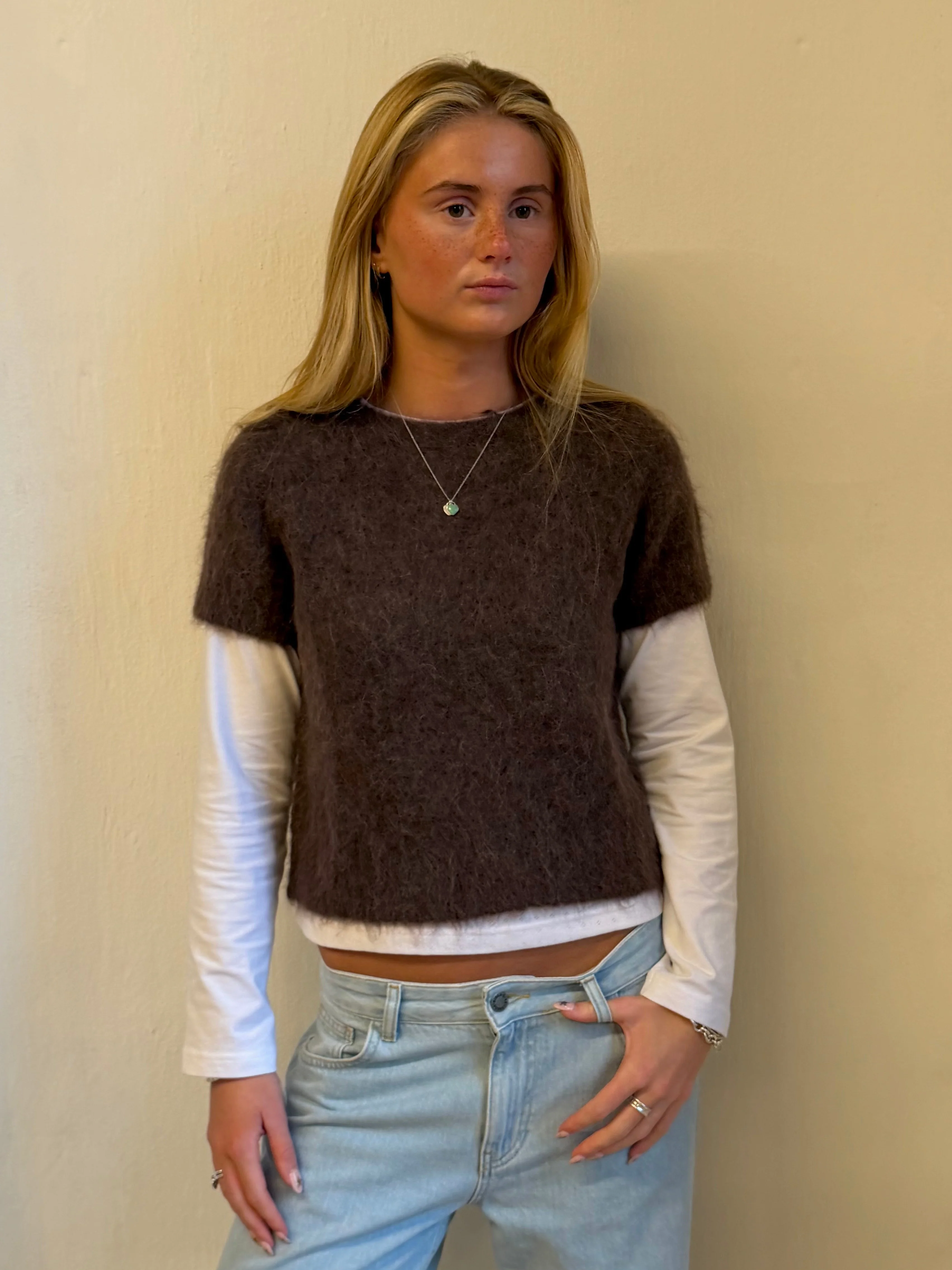 Short Sleeve Knit - Brown