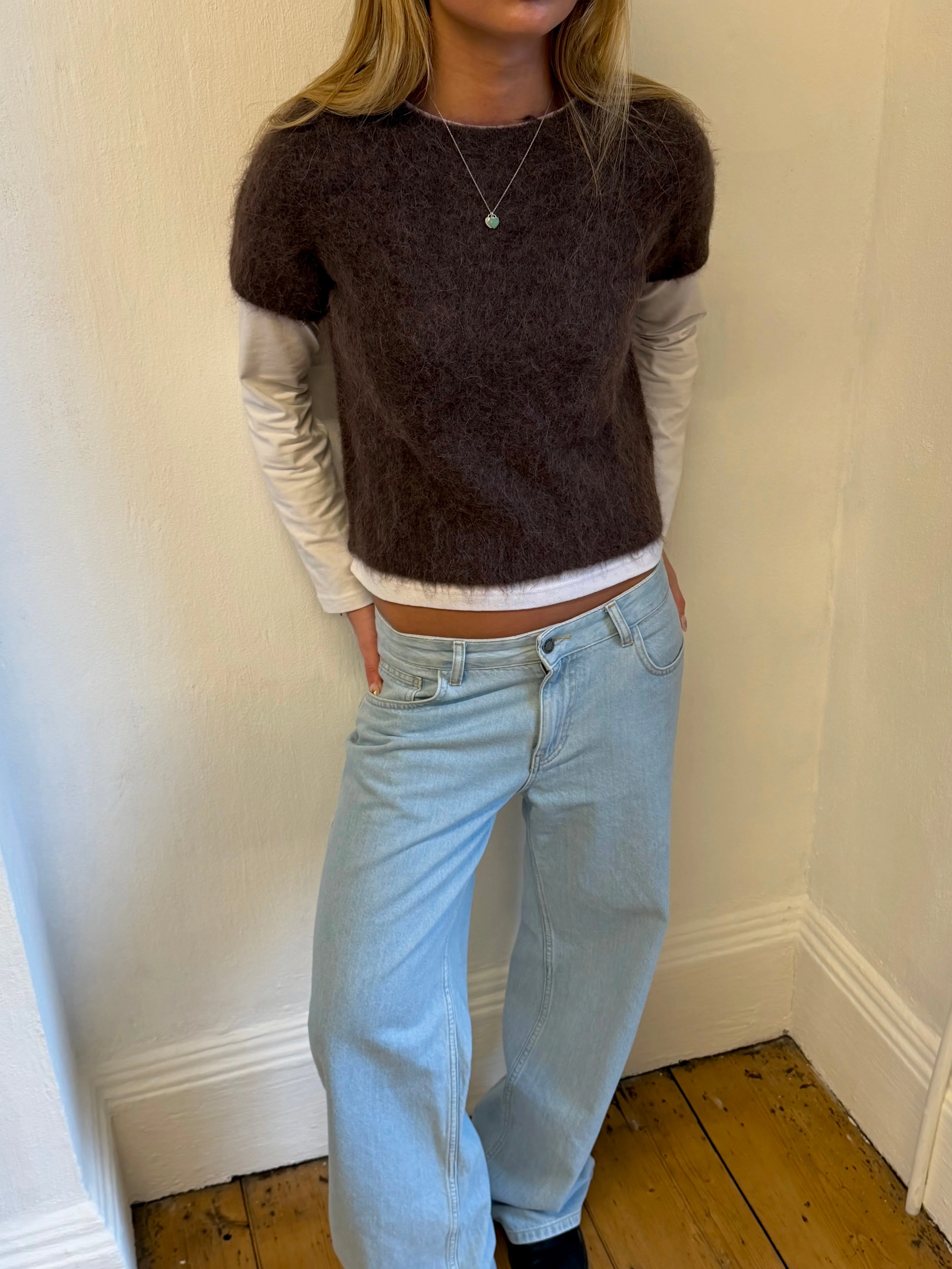 Short Sleeve Knit - Brown - Image 3