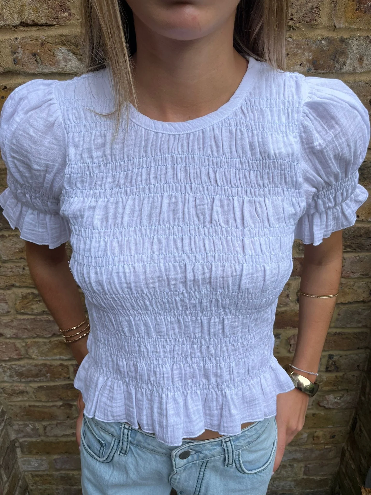 Emmie Blouse - White & Baby Blue - Image 10