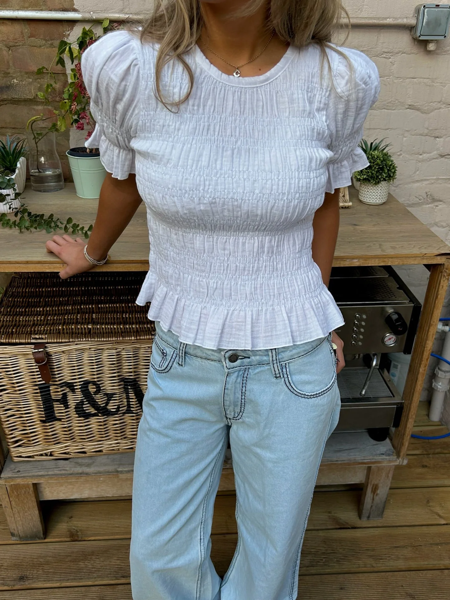 Emmie Blouse - White & Baby Blue - Image 11