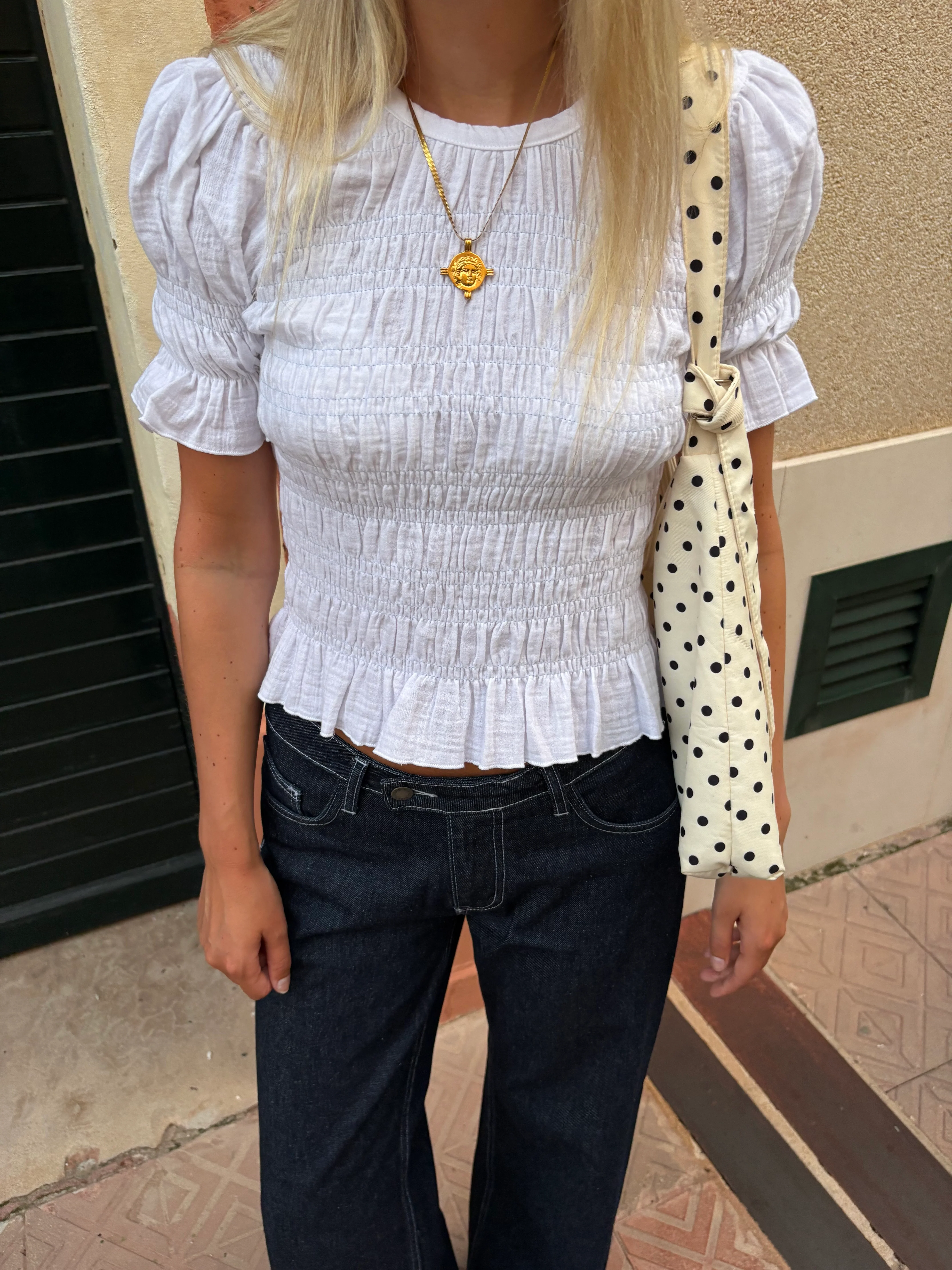 Emmie Blouse - White & Baby Blue - Image 7