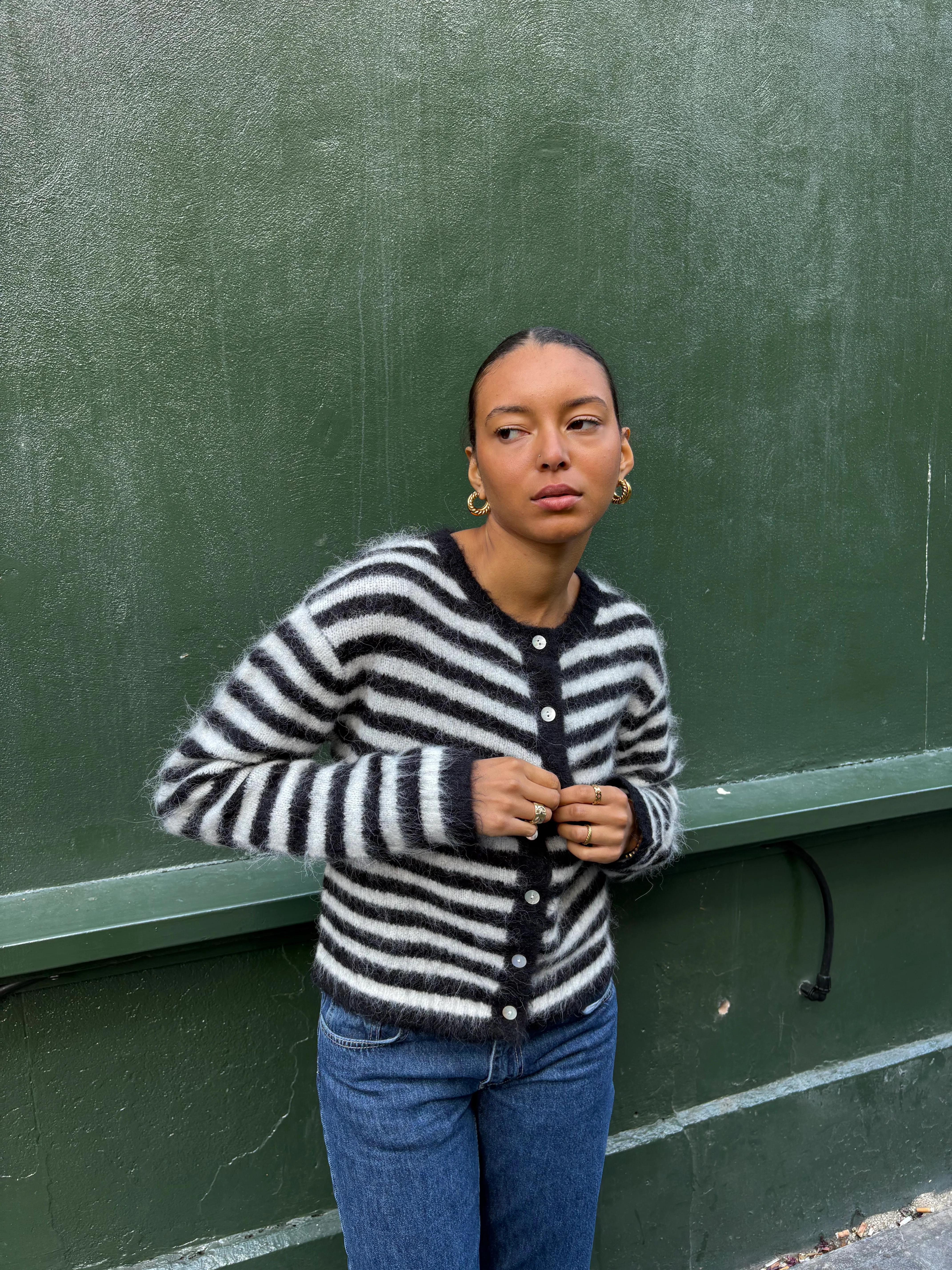 Evie Cardigan - Black Stripe - Image 6