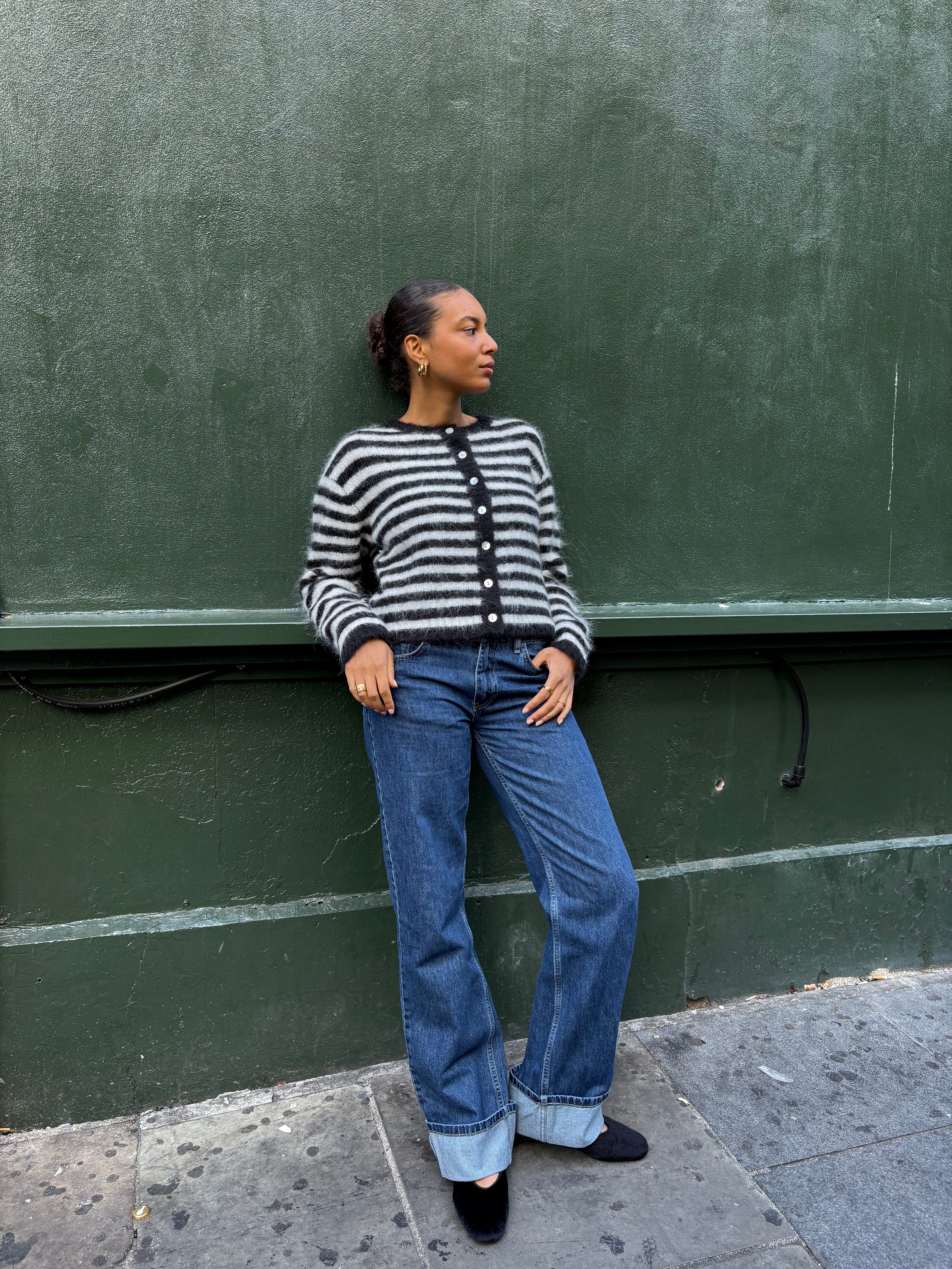 Evie Cardigan - Black Stripe - Image 7