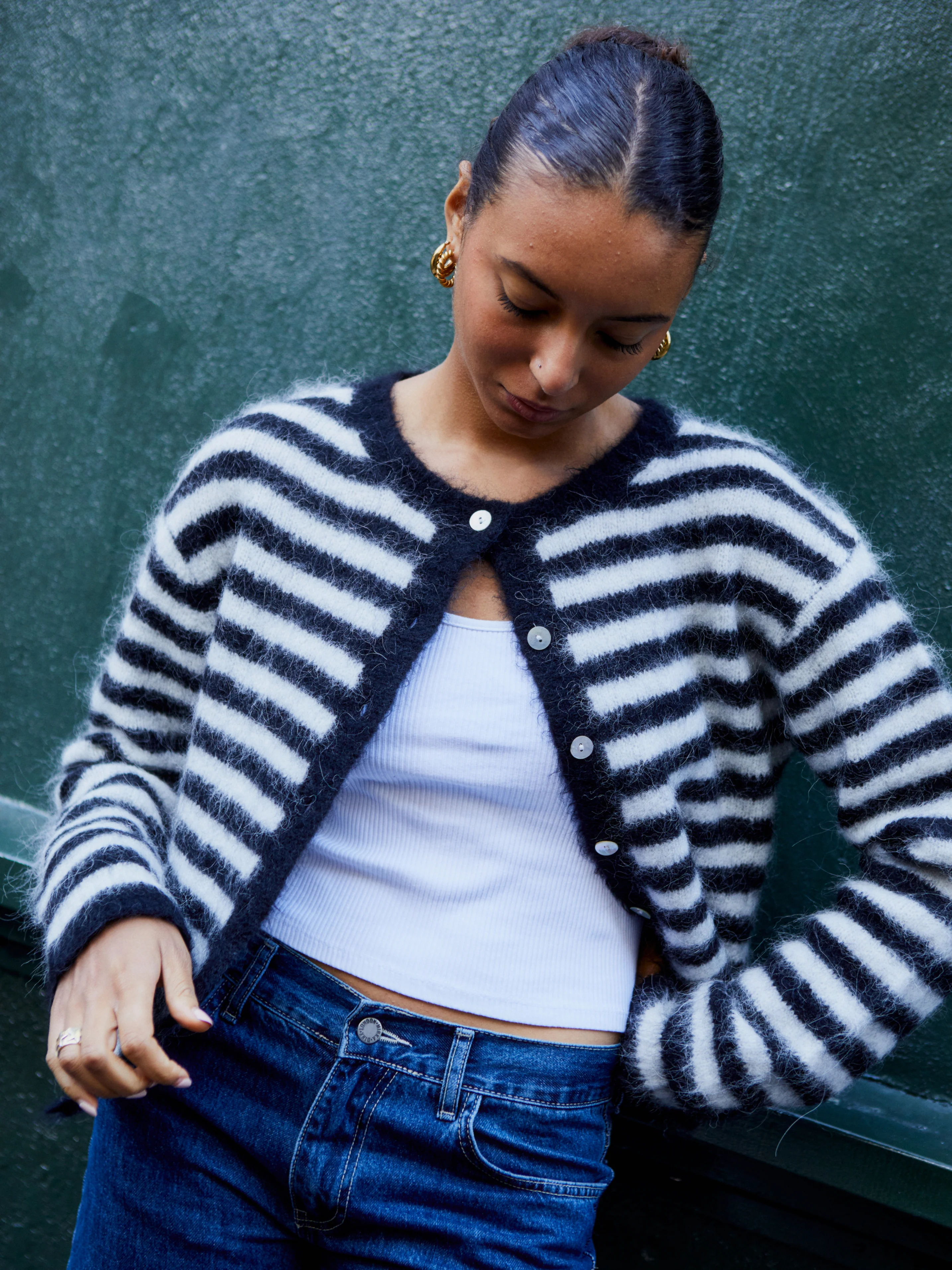 Evie Cardigan - Black Stripe - Image 9