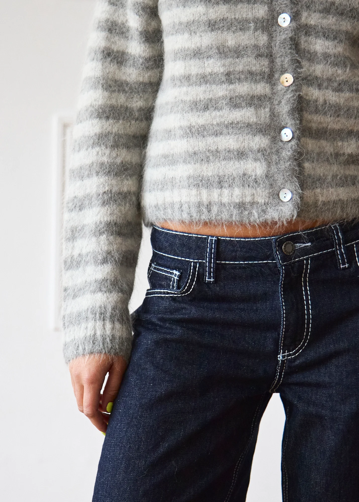Evie Cardigan - Grey Stripe - Image 10