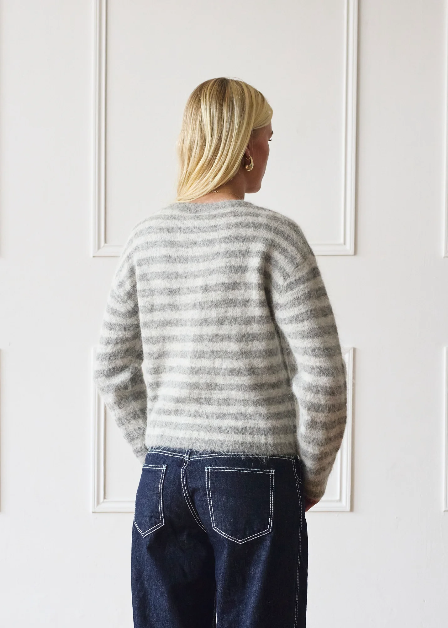 Evie Cardigan - Grey Stripe - Image 9