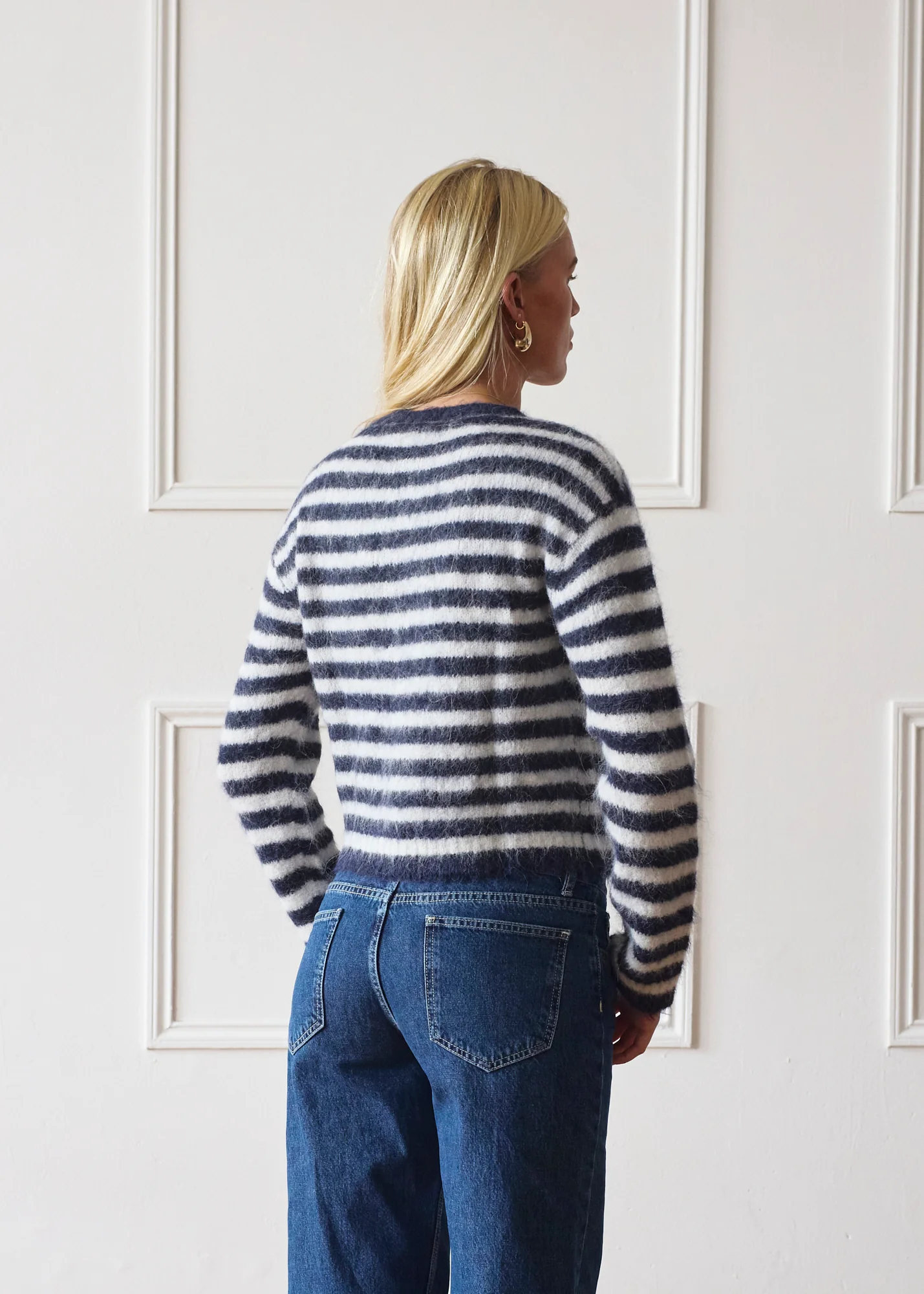 Evie Cardigan - Navy Stripe - Image 4