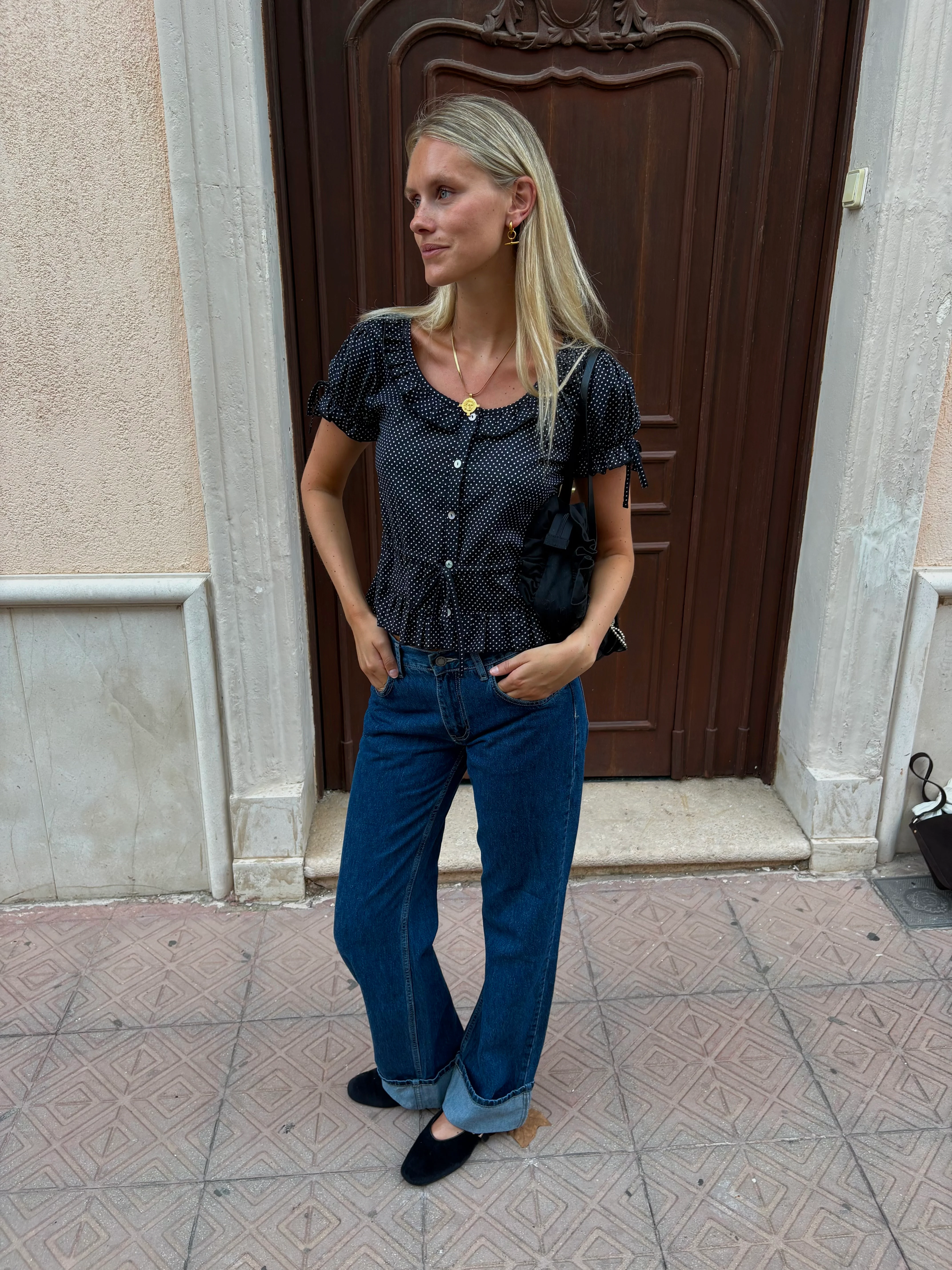Ines Blouse - Black Polka Dot (Short Sleeve) - Image 4