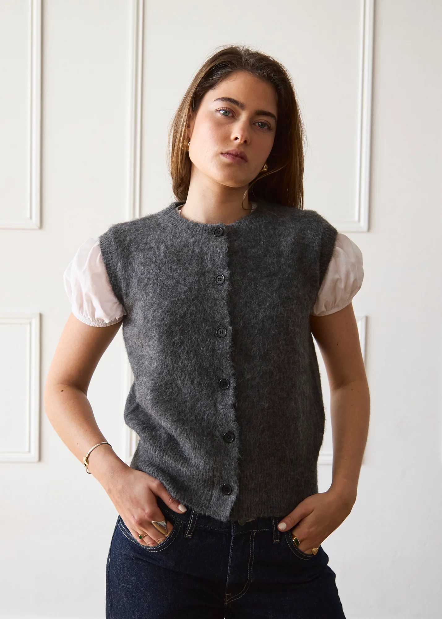 Knit Vest - Dark Grey - Image 2