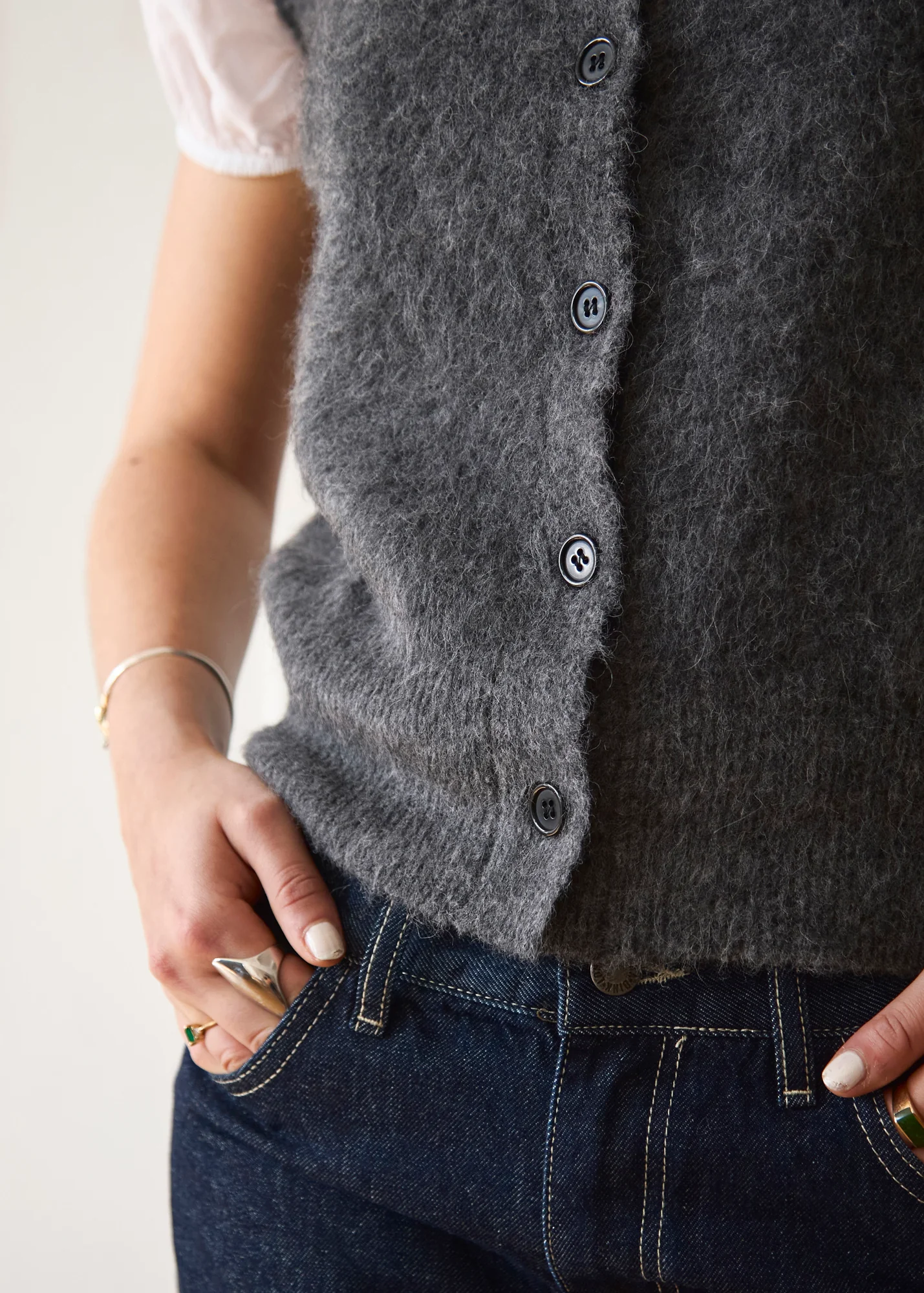 Knit Vest - Dark Grey - Image 3