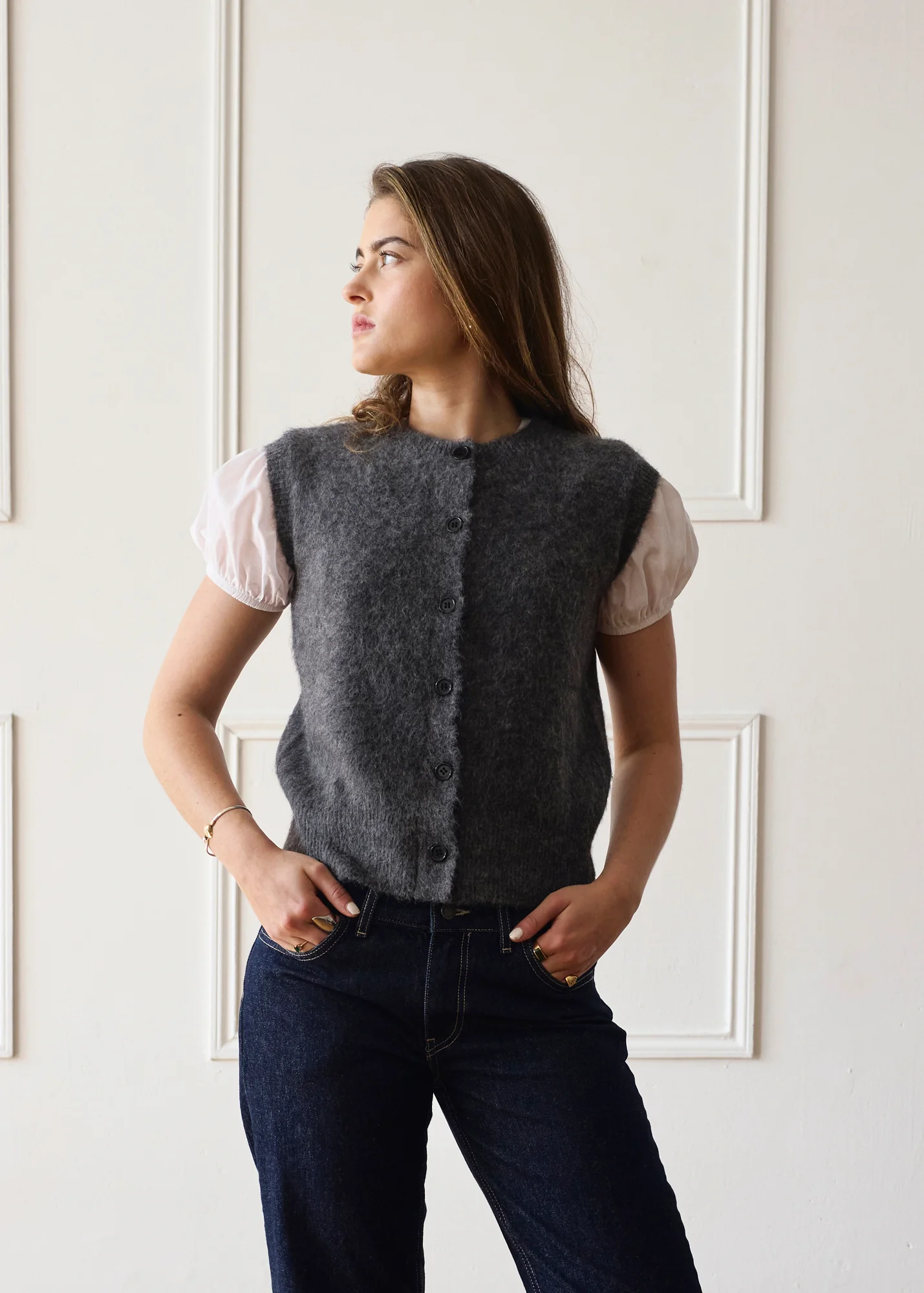 Knit Vest - Dark Grey - Image 4