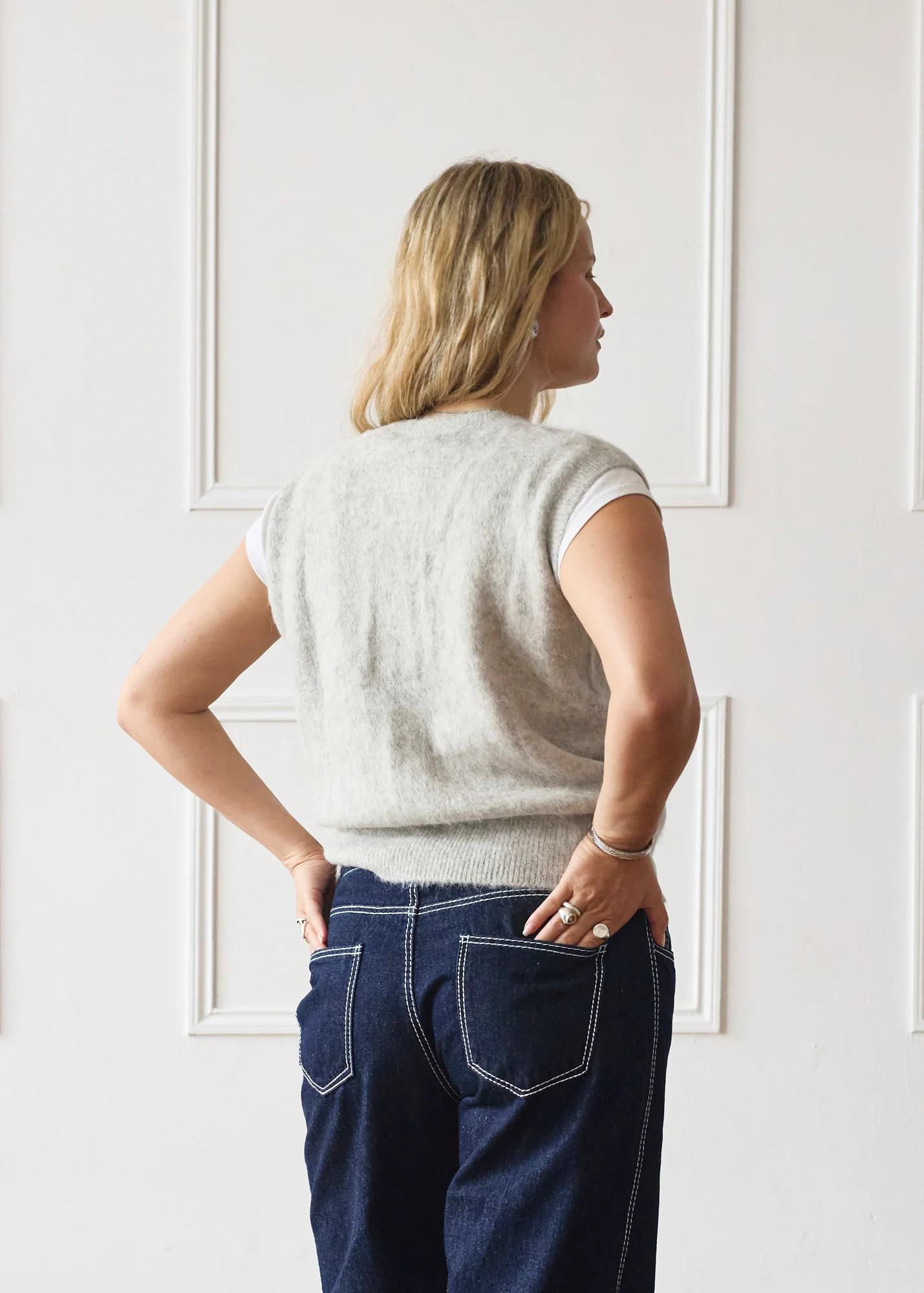 Knit Vest - Light Grey - Image 6