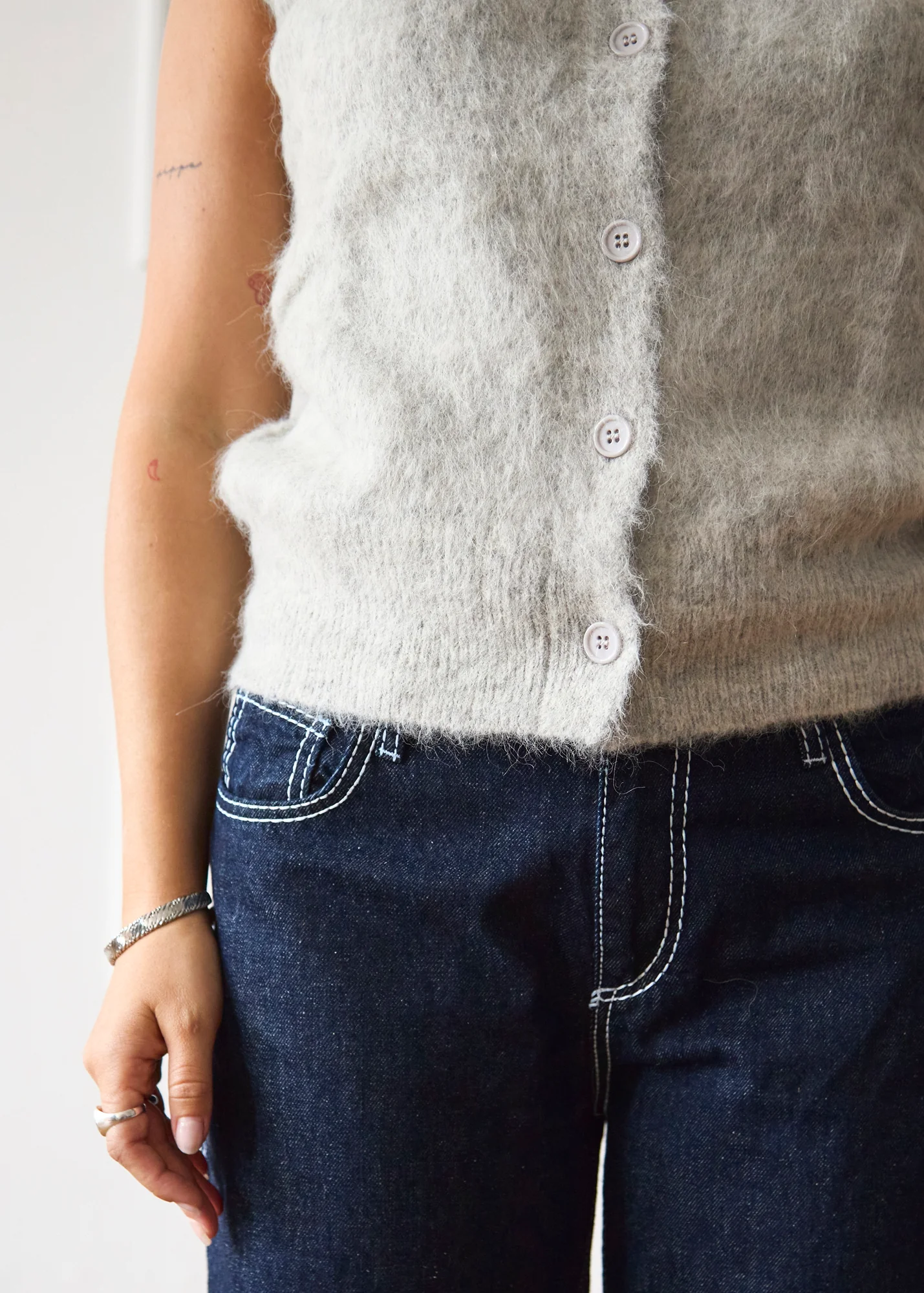 Knit Vest - Light Grey - Image 7