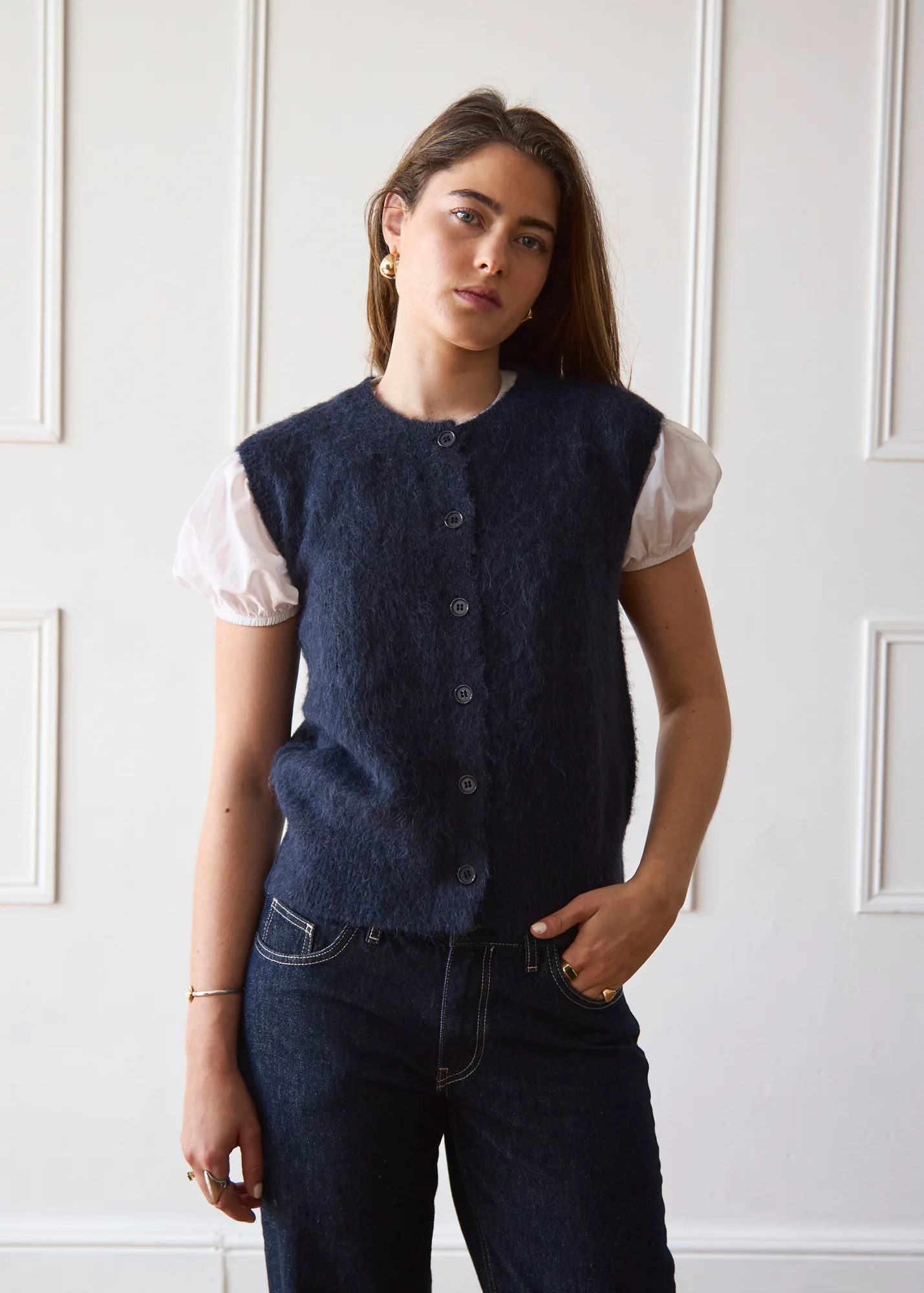 Knit Vest - Navy - Image 4