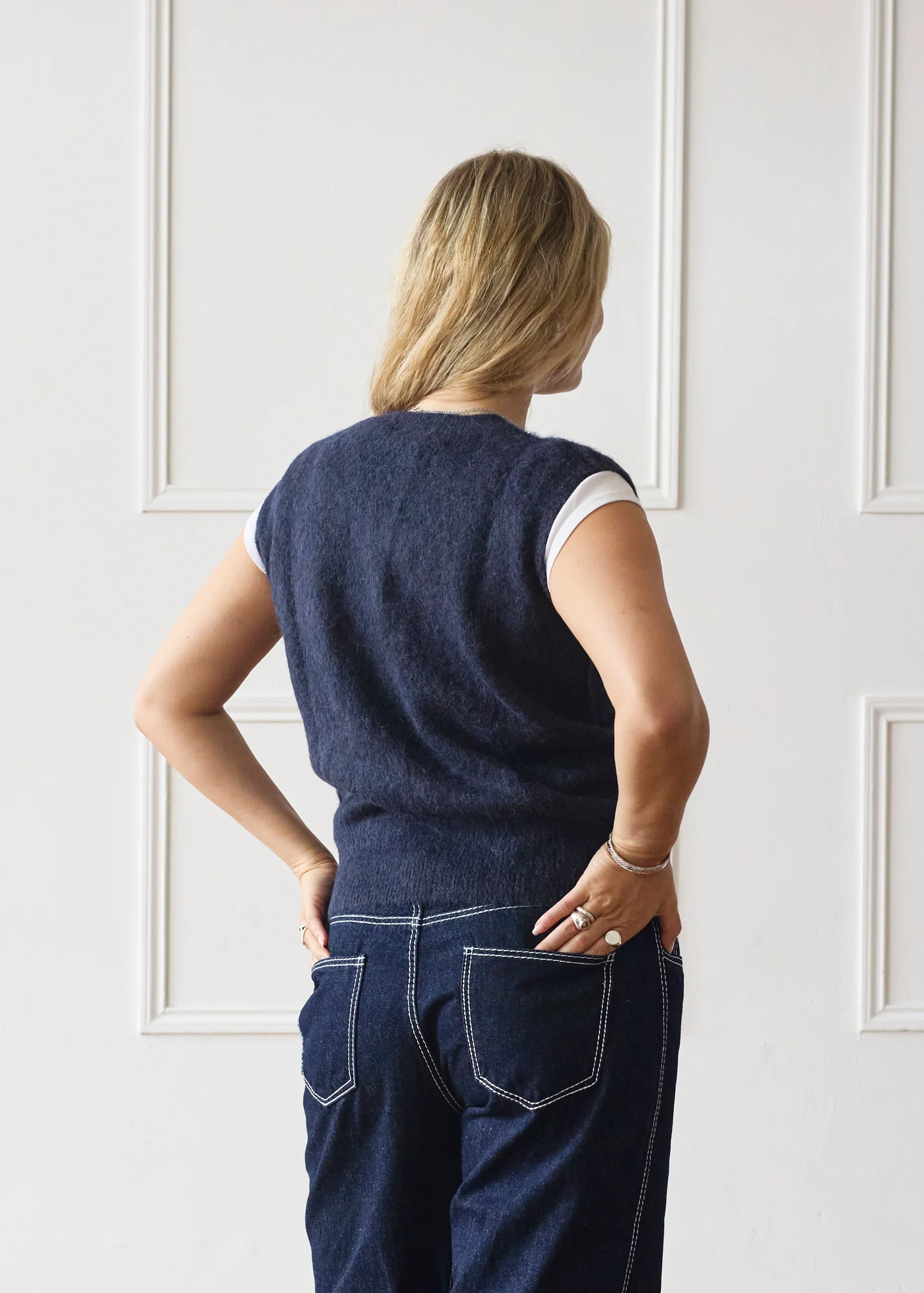 Knit Vest - Navy - Image 5