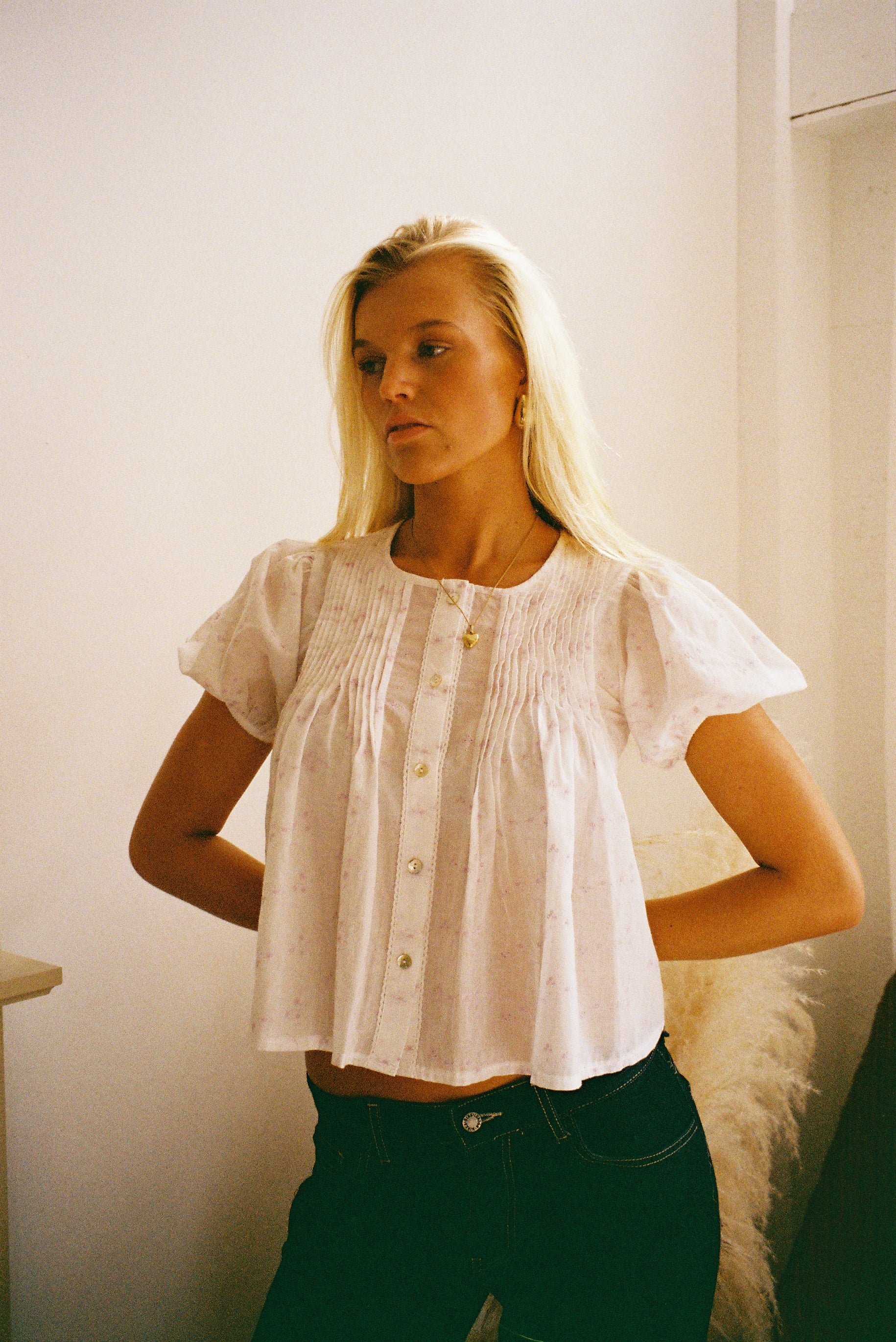 Poppy Blouse - White & Lilac - Image 3