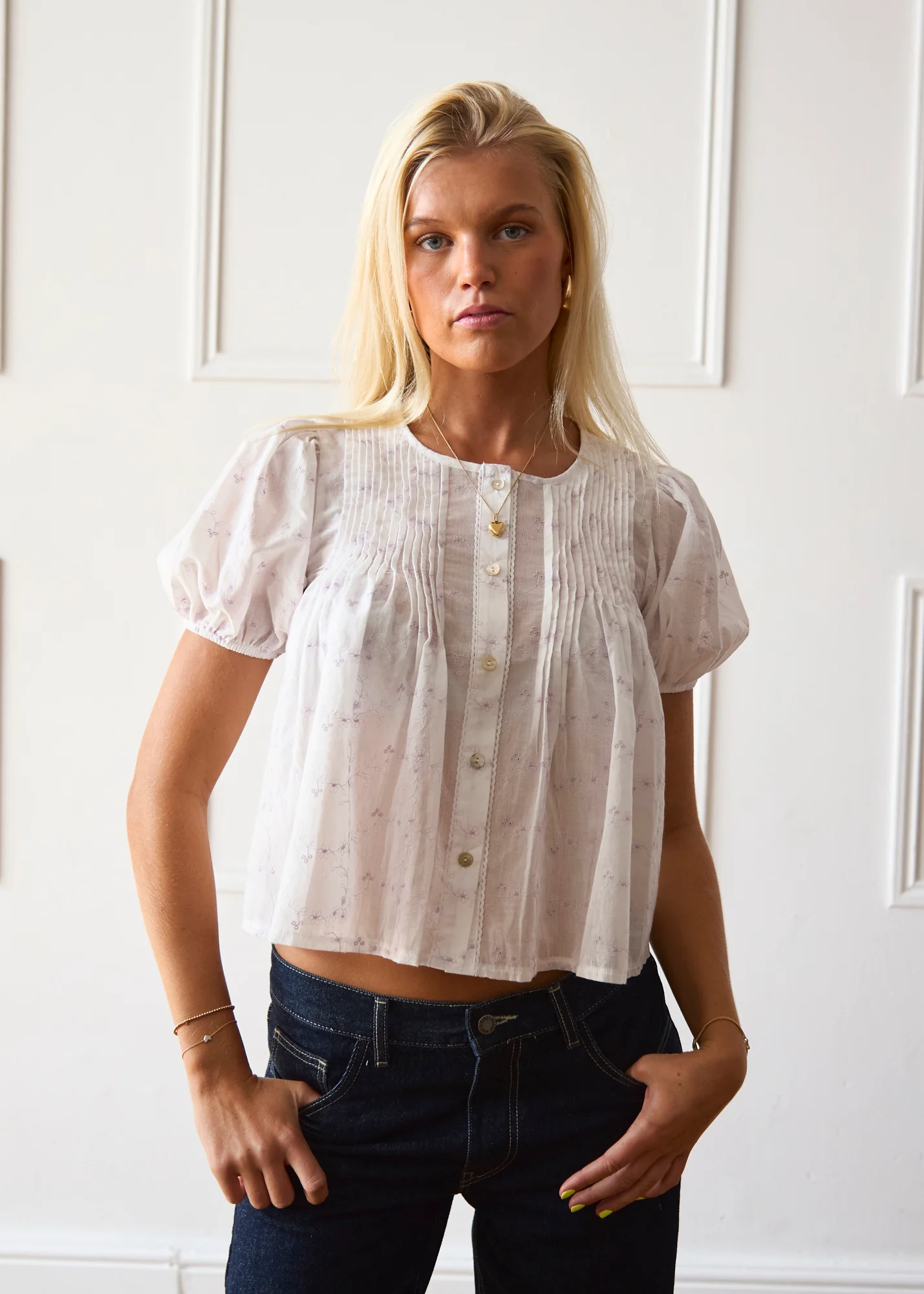 Poppy Blouse - White & Lilac - Image 6
