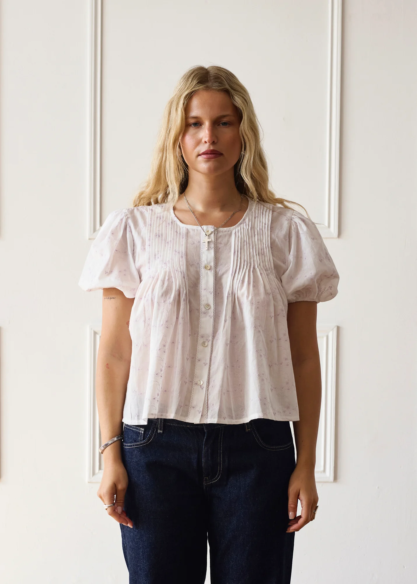 Poppy Blouse - White & Lilac - Image 8